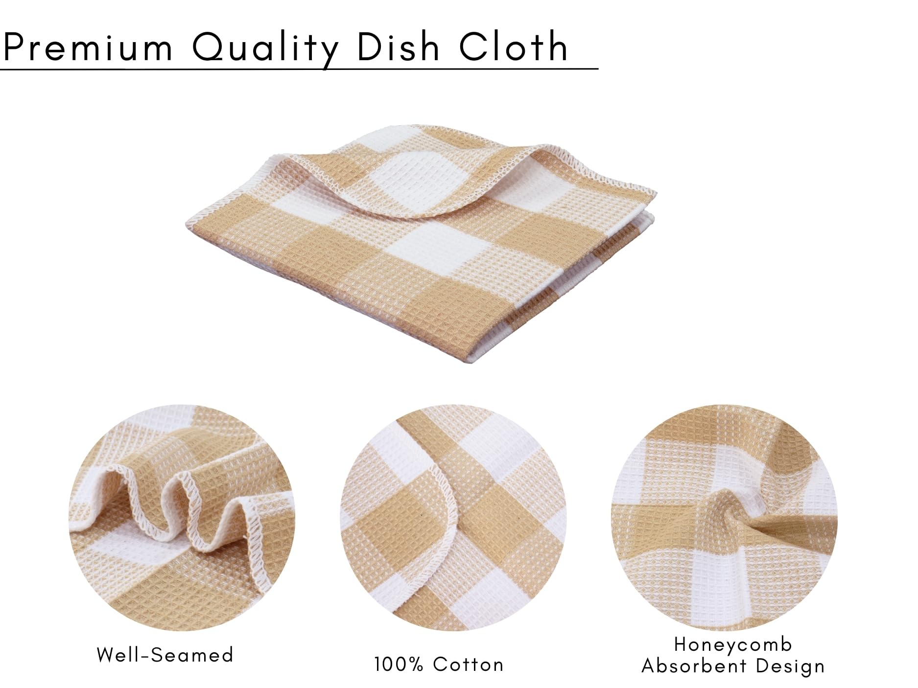 Premium 100% Cotton Waffle Weave Dish Cloths - Ultra Soft, Absorbent & Quick Drying Kitchen Towels (12