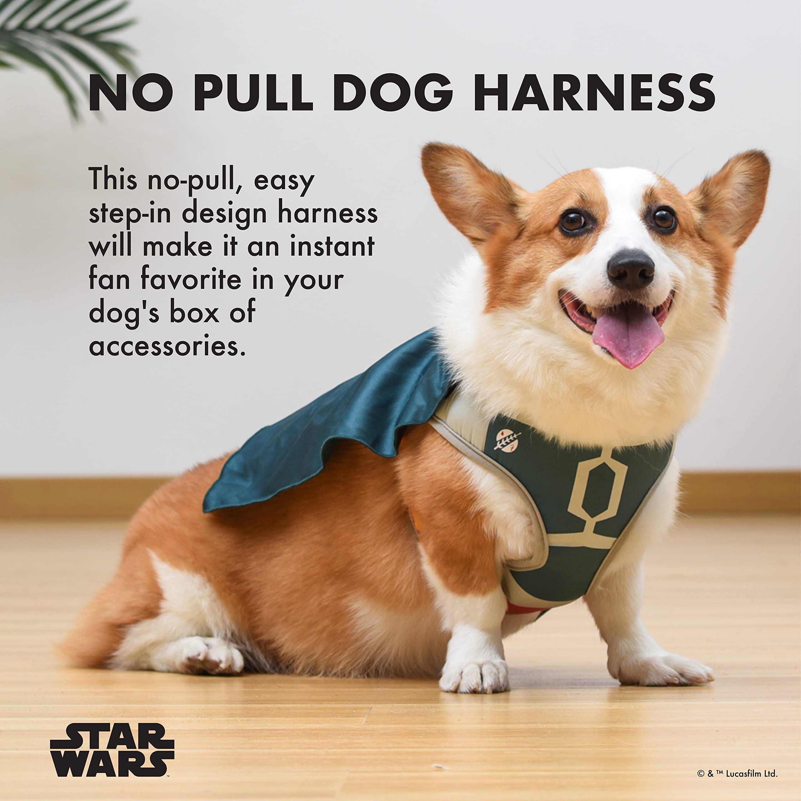 Star Wars Boba Fett Dog Harness with Cape for Small Dogs (S) - Green FF13505 | Comfortable & Adjustable Pet Costume for Halloween, Cosplay & Star Wars Themed Events