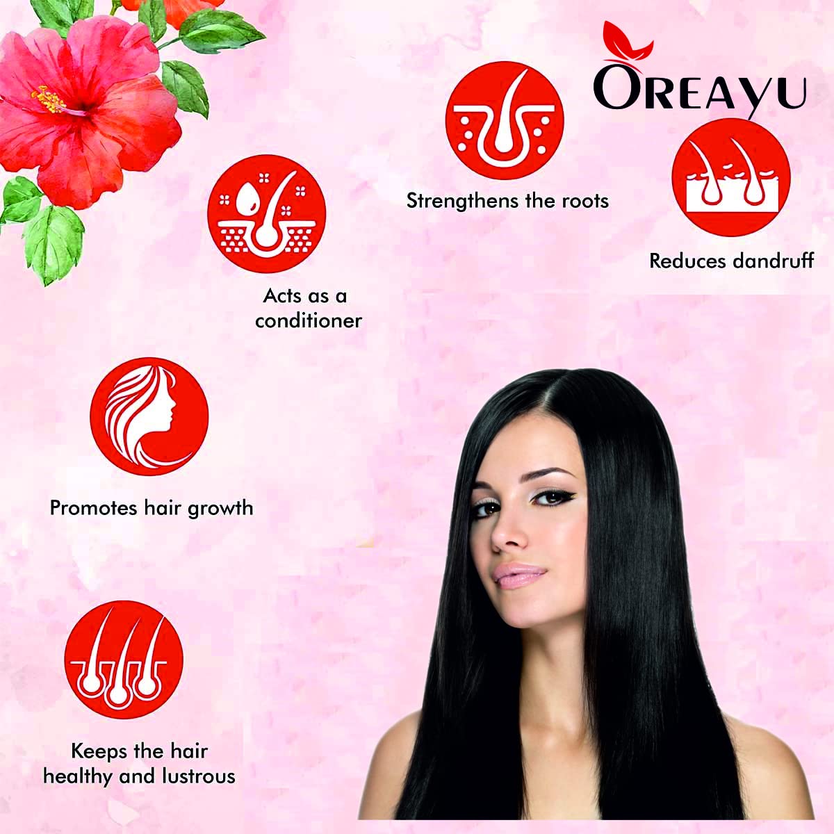 OREAYU ™ 2 Pack Organic Hibiscus Flower Powder - 100% Natural Herbal Supplement for Hair Growth, Skin Care & Face Mask (100g x 2) | DIY Beauty Treatments, Natural Hair Dye & Ayurvedic Remedies