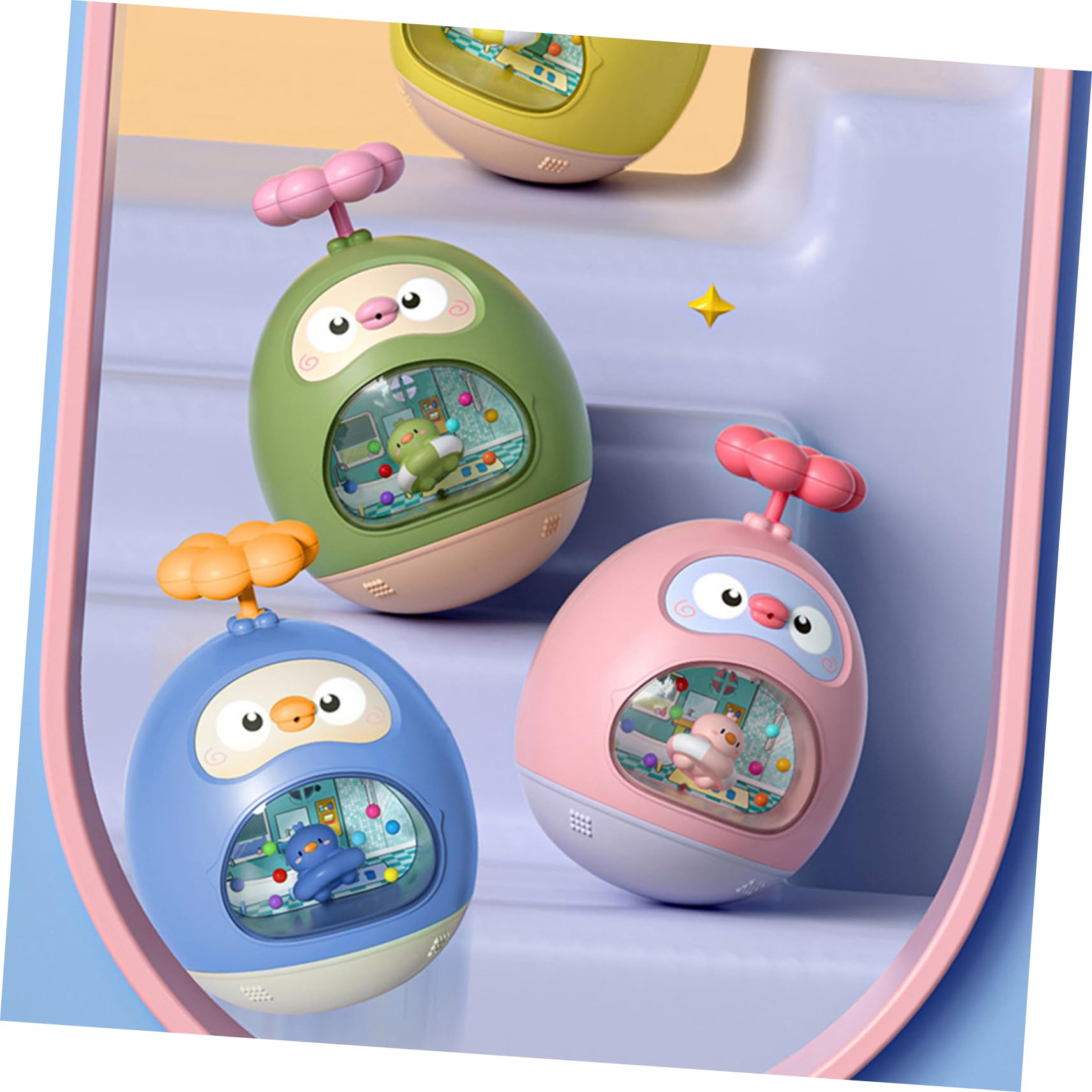 Vaguelly 2-Pack Pink ABS Animal Tumbler Toys for Kids - Bath Time Fun, Water Play & Bathtub Entertainment - Safe & Durable Toddler Bath Toys for Sensory Play
