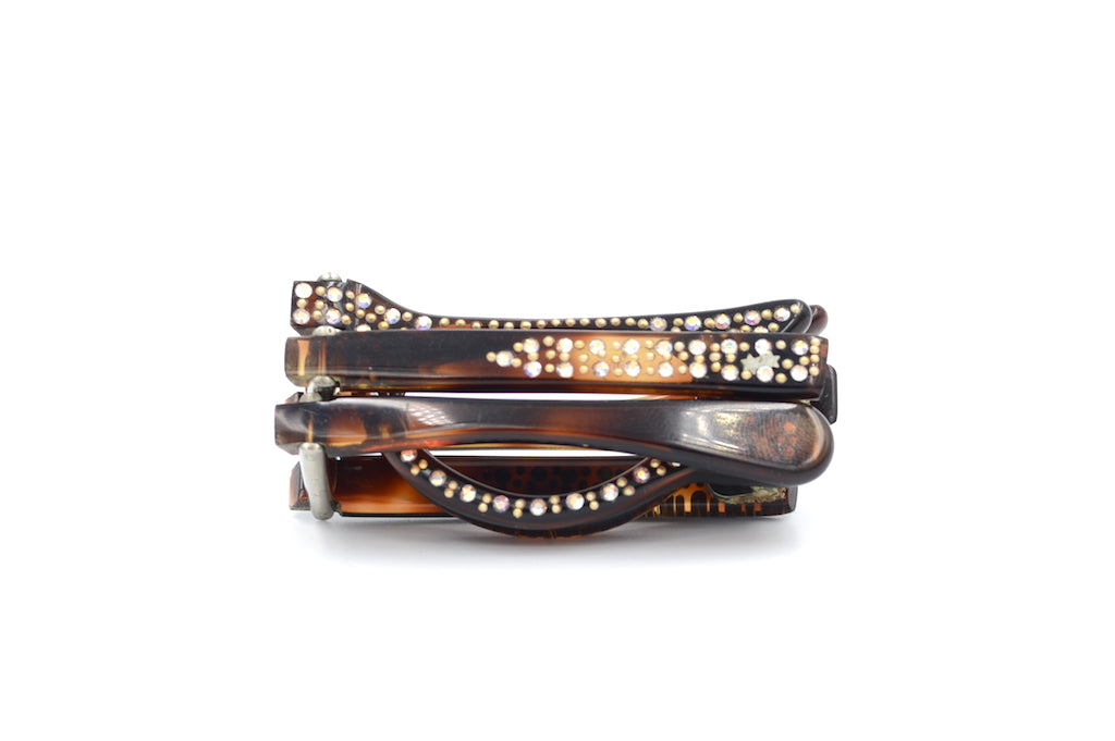 Diamanté Foldable Reading Glasses Brown - Stylish & Portable for Travel, Work, and Everyday Use