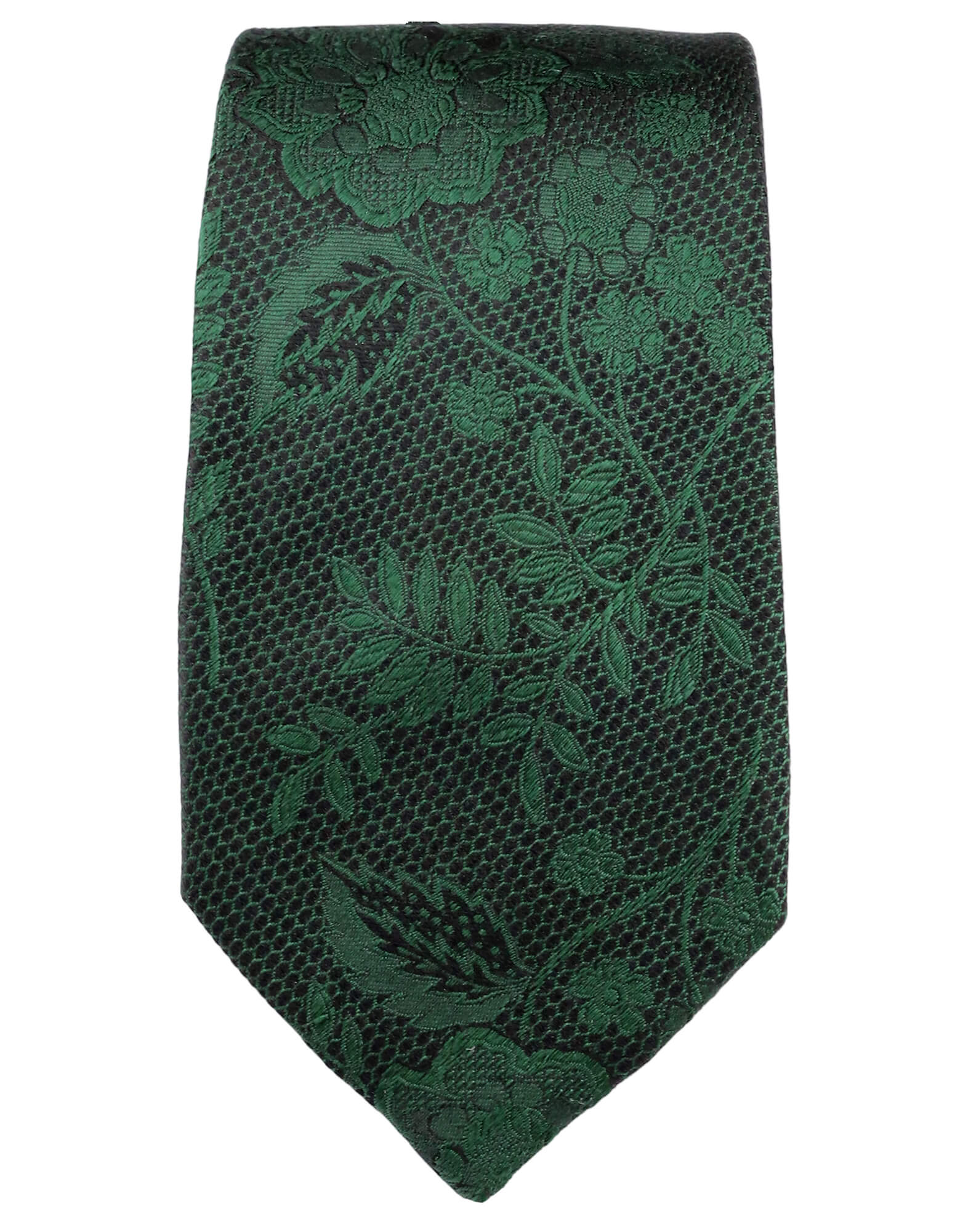 DÉCLIC Kontur Floral Tie - Green Silk Necktie for Men | Elegant Wedding, Business & Formal Occasion Accessories