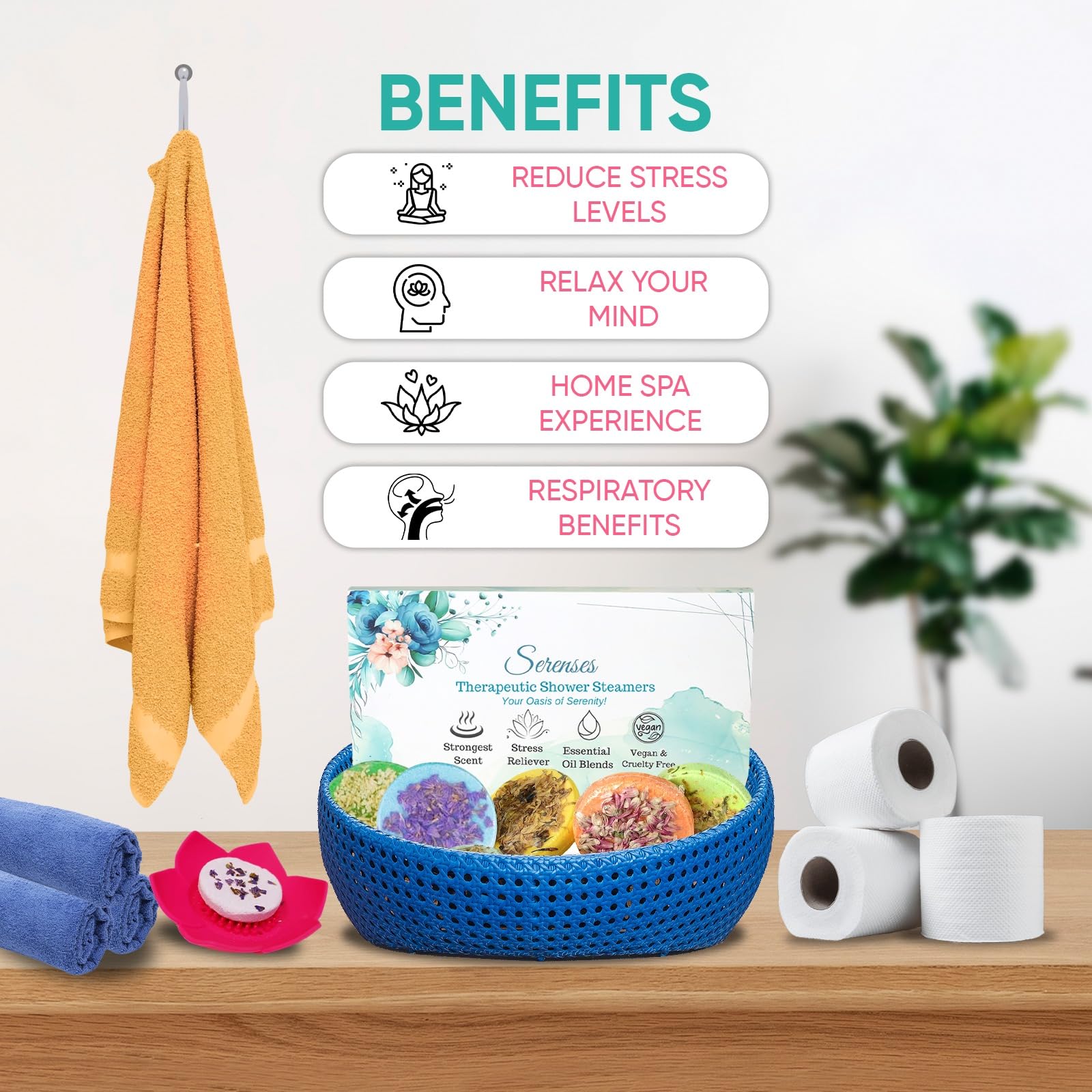 Aromatherapy Shower Steamers with Essential Oils - 8 Pack Relaxing Shower Bombs with Tray, Spa Gift Set for Women, Self Care & Stress Relief - Perfect for Bath Time, Home Spa & Relaxation Therapy