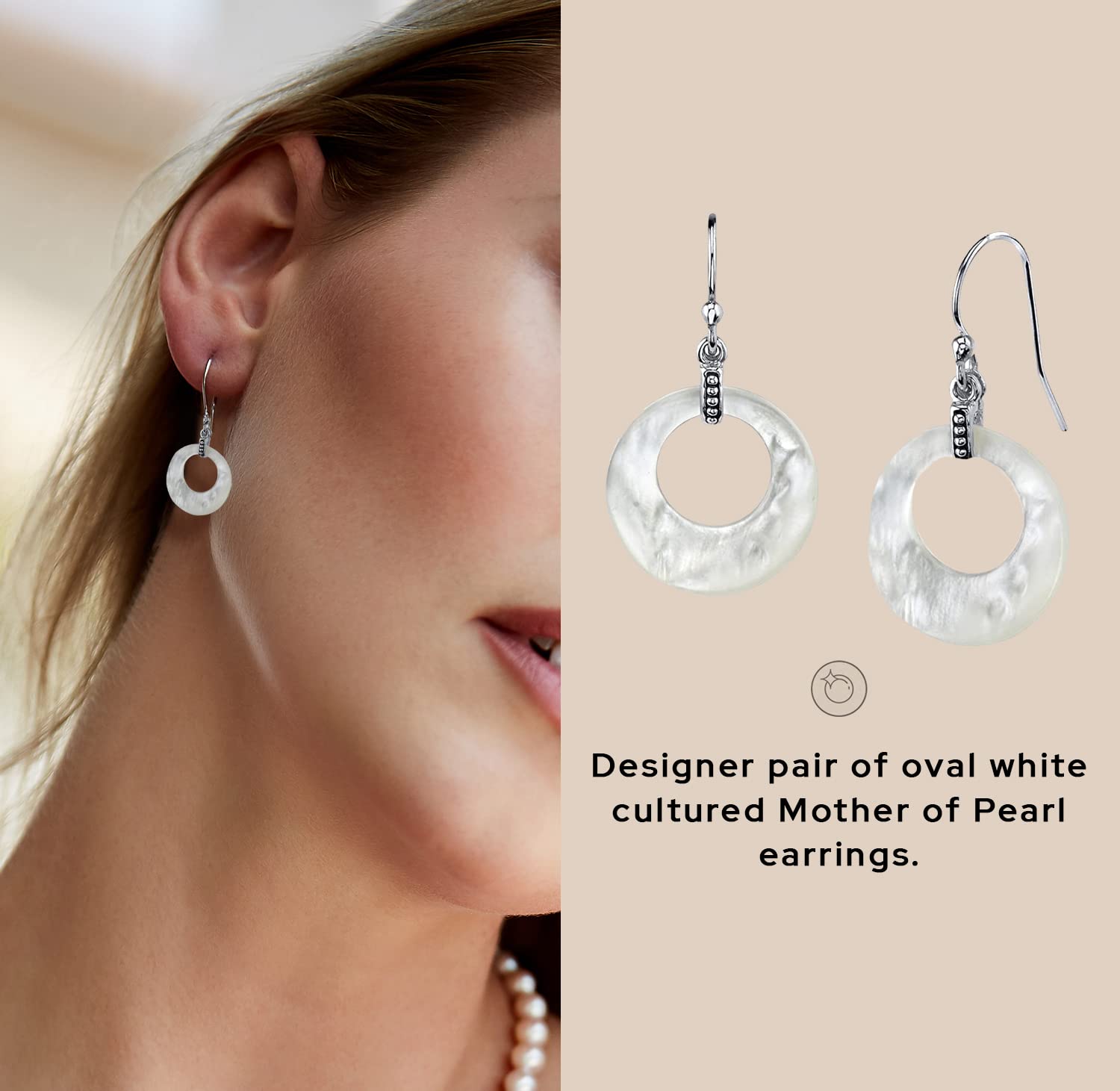 Genuine White Mother of Pearl Crescent Pearl Earrings for Women - 925 Sterling Silver Dangle Earrings | Elegant Gift for Brides, Birthday & Anniversary | Perfect for Weddings, Parties & Special Occasions