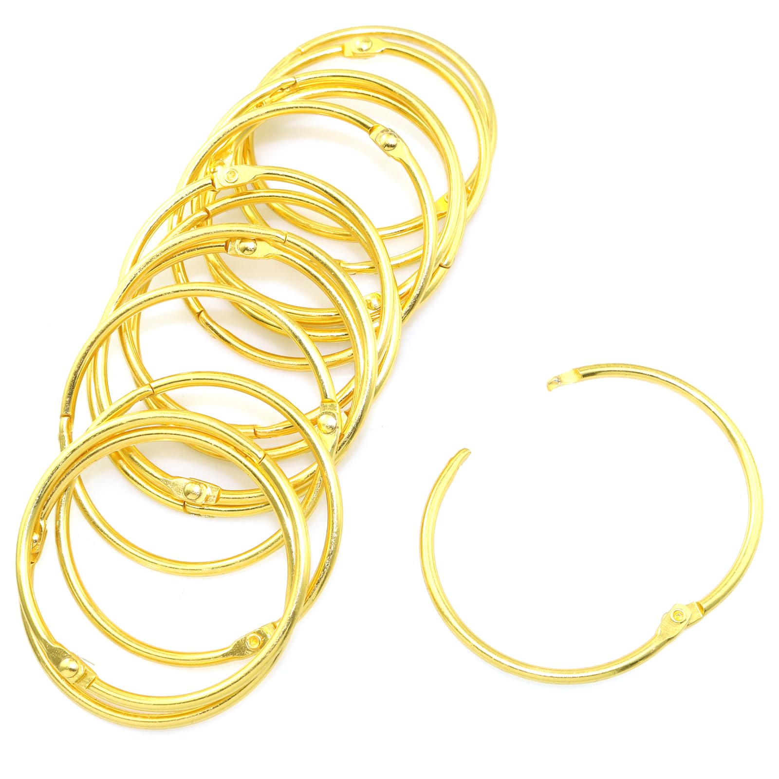 2 Inch Gold Metal Binder Rings - Bulk Pack of Hinged Book Rings for DIY Projects, Index Cards, Photo Albums, Key Chains & Loose Leaf Binding - Perfect for Office, School, Crafting & Home Organization