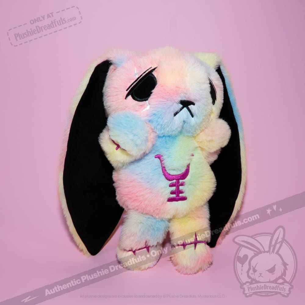 Plushie Dreadfuls Anxiety Rabbit Tie Dye Limited Edition Stuffed Animal - Soft Plush Toy for Stress Relief, Anxiety Comfort & Emotional Support