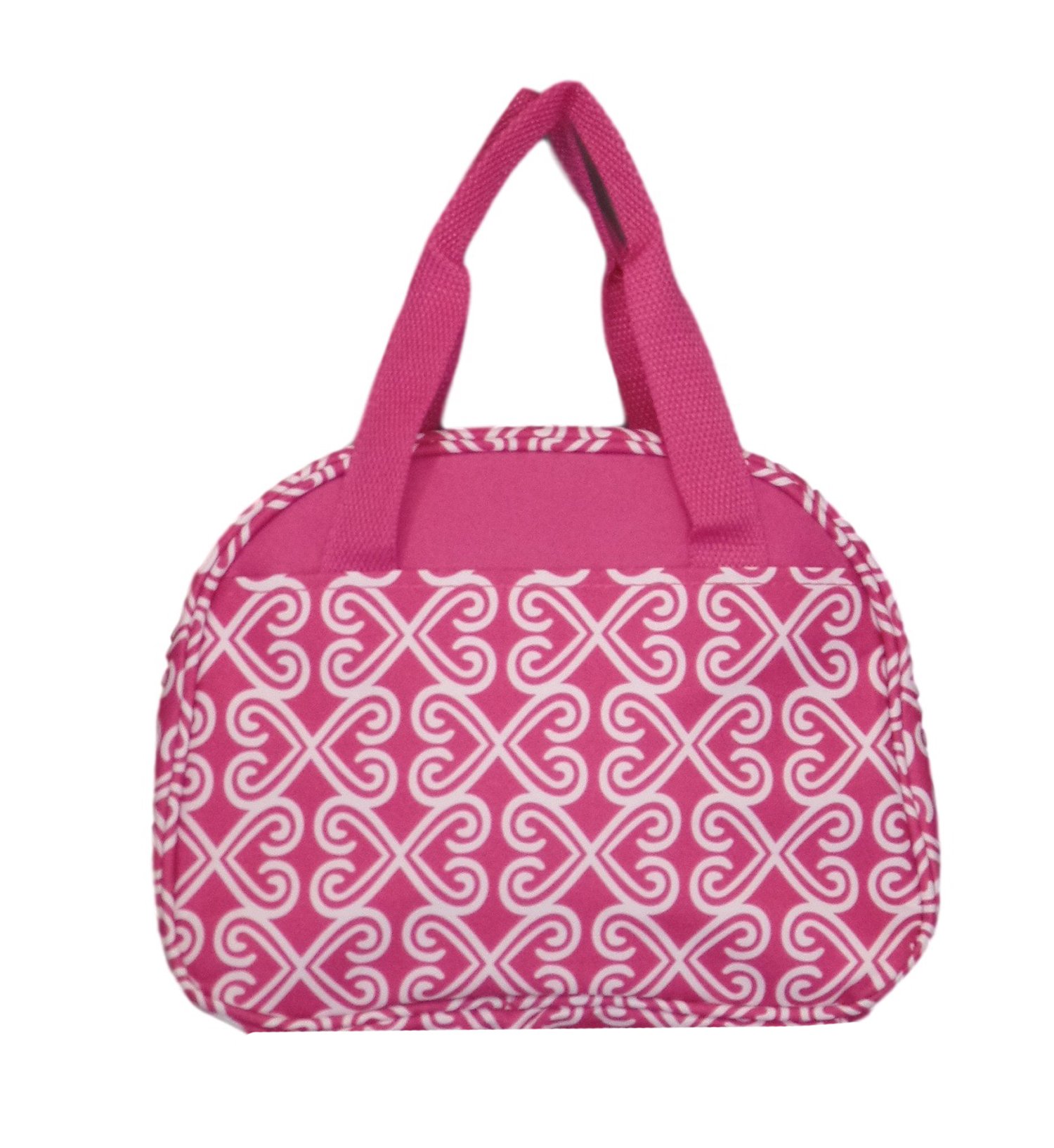 Stylish Insulated Waterproof Round Lunch Cooler & Cosmetic Tote Bag - Pink Twist | Perfect for Picnics, Beach Trips & Travel Accessories
