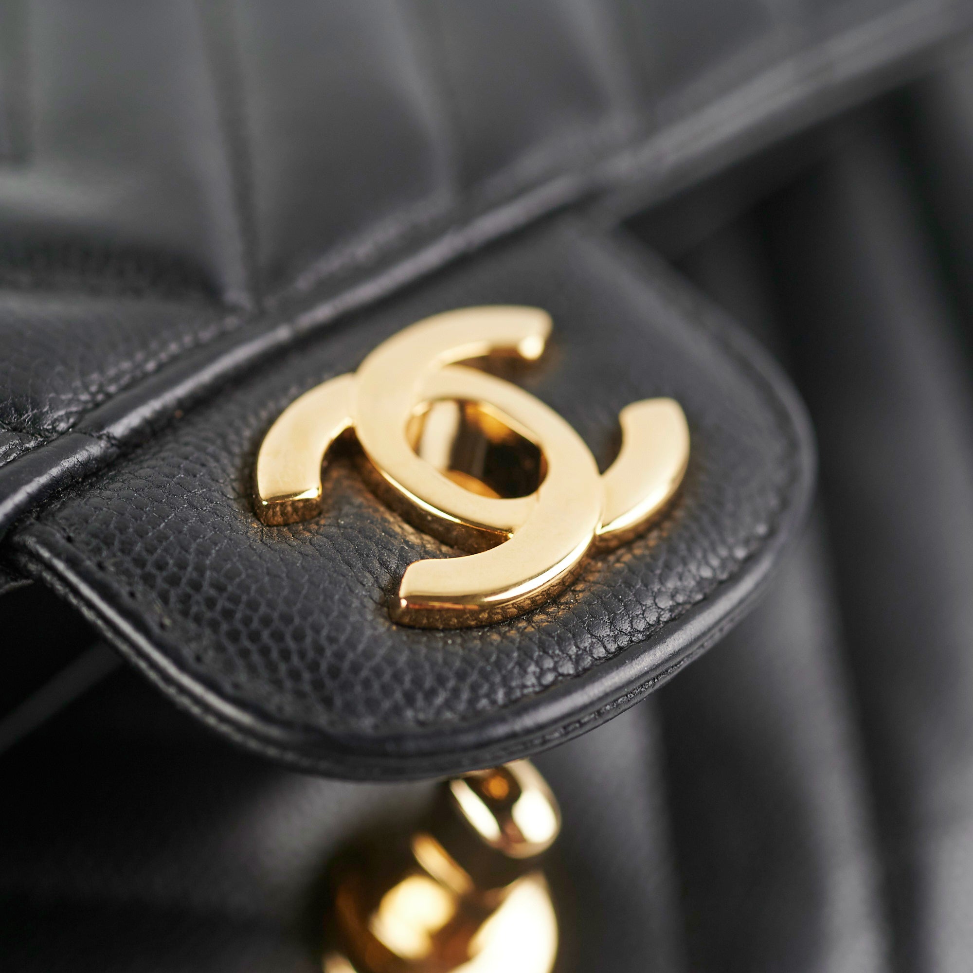 Chanel Chevron Classic Flap Bag Medium/Large Black Leather Handbag for Women - Perfect for Work, Evening Events & Luxury Fashion Accessories