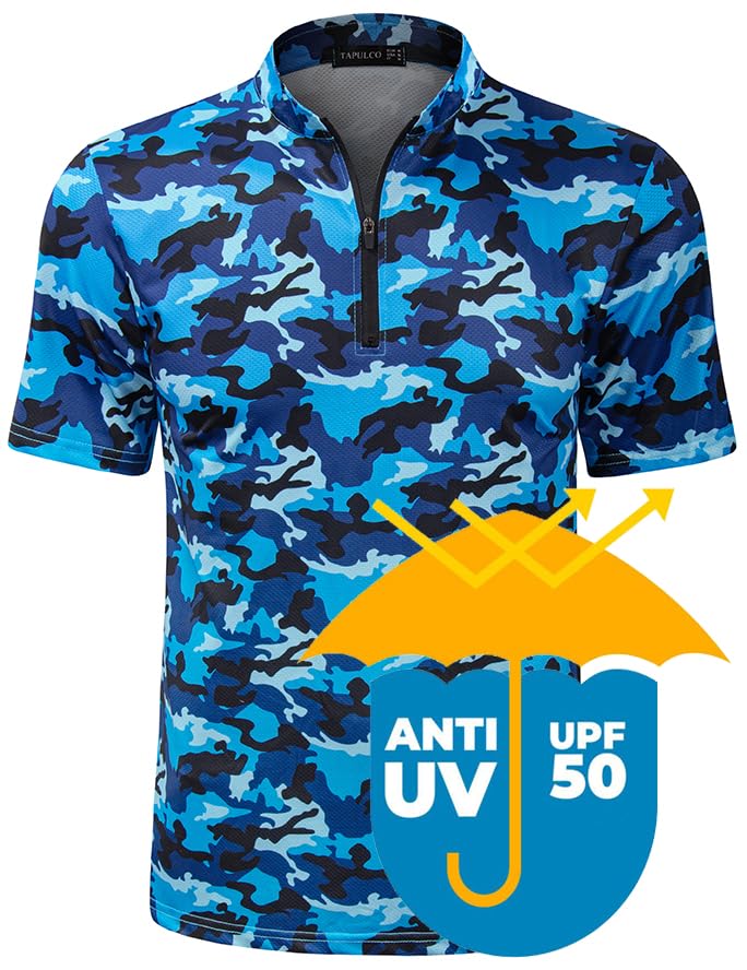 Upf 50 Short Sleeve - Camo Black Blue