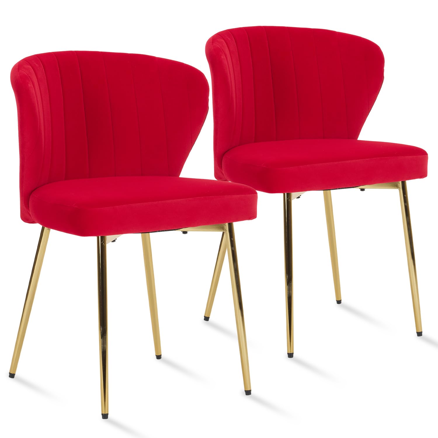 ANOUR Velvet Dining Chairs Set of 2 - Modern Upholstered Kitchen Side Chairs with Golden Metal Legs for Dining Room, Living Room & Bedroom - Fuchsia Pink - Perfect for Small Spaces, Breakfast Nooks & Home Decor