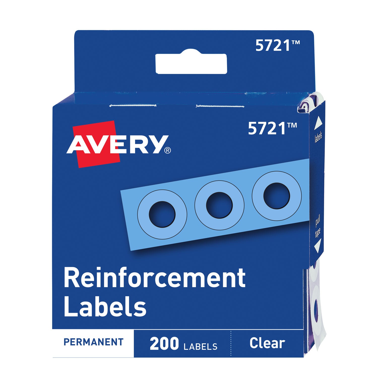 Avery® Clear Hole Reinforcements for Paper - 0.25 Inch Diameter, 200-Pack (5721) - Perfect for Organizing Documents, Binders & Filing Systems