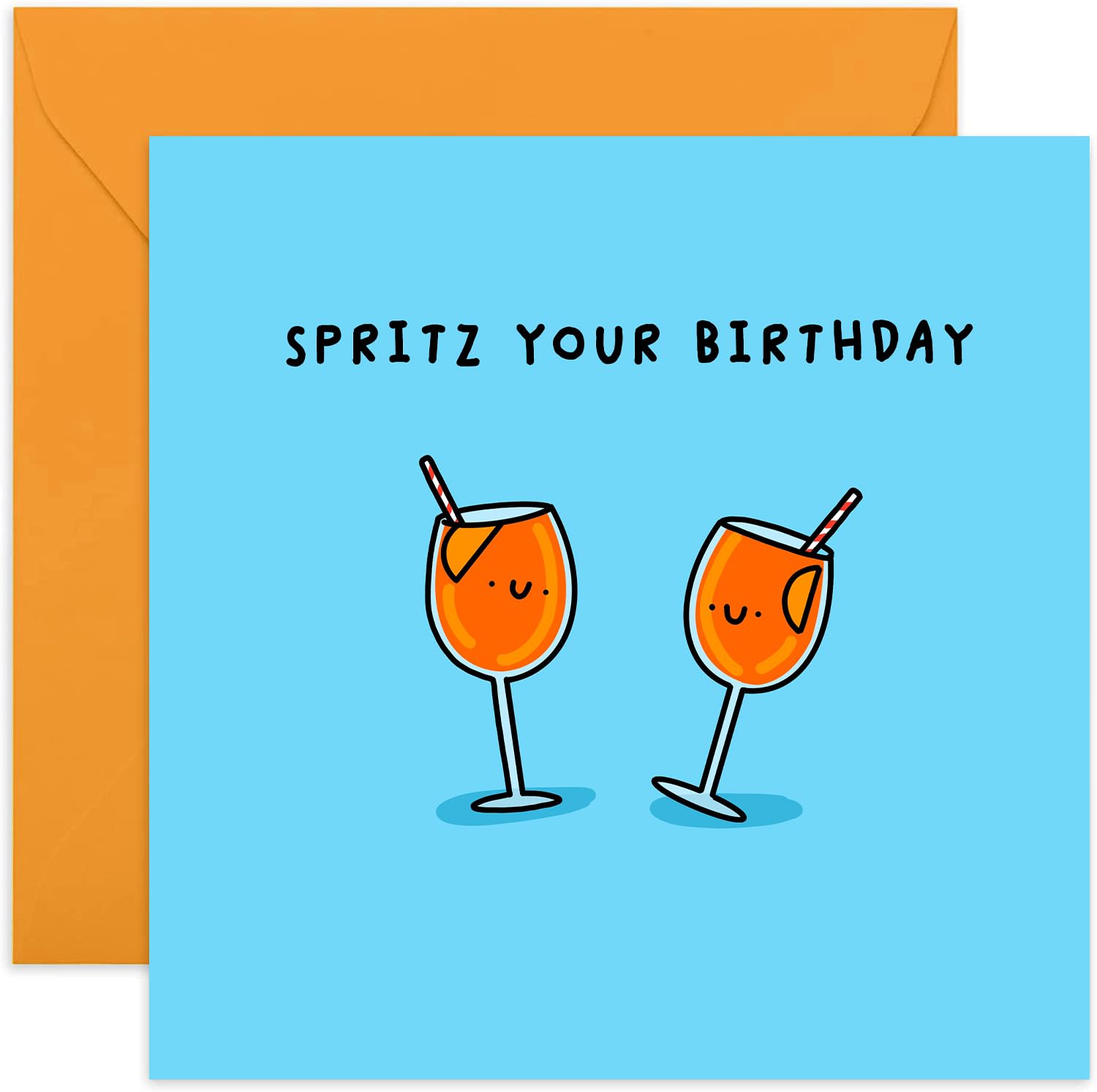 Funny Birthday Card for Women - 'Spritz Your Birthday' Illustrated Cocktail Card - Perfect Gift for Sister, Mom, Friend or Colleague | Blank Inside | Great for Birthdays, Office Celebrations & Girls' Night Out