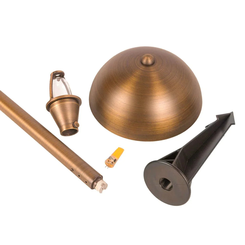 PLB08 4x/8x/12x Brass LED Globe Low Voltage Pathway Lights - 3W 3000K Warm White Outdoor Landscape Lighting Fixture for Garden, Walkway, and Driveway Illumination