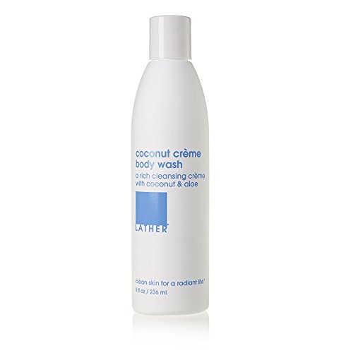 LATHER Coconut Crème Body Wash with Coconut Oil, Aloe Vera & Shea Butter - Natural Moisturizing Body Wash for Dry Skin - Lavender Scented Essential Oil Body Care - 8 Fl Oz - Perfect for Shower, Spa & Relaxation