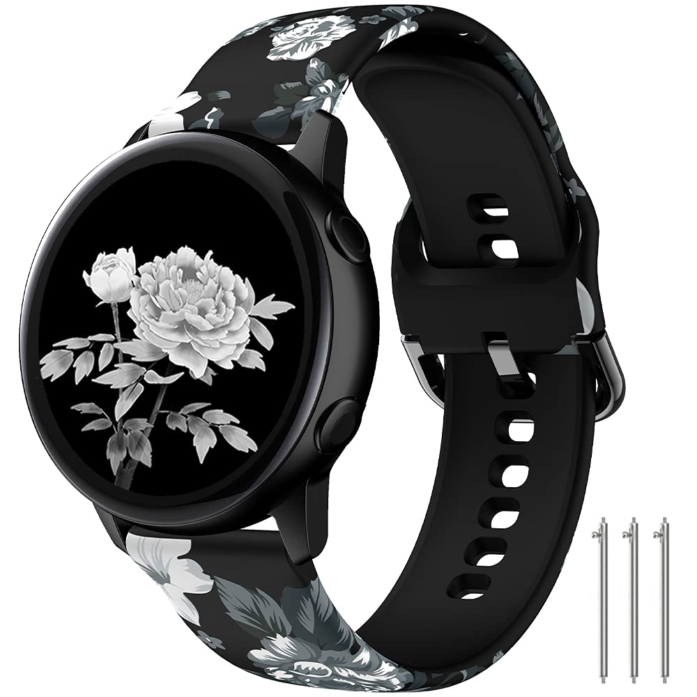TOOLAIK Floral Silicone Watch Bands for Samsung Active 2/Galaxy Watch - 20mm, 40mm, 44mm - Perfect for Workouts & Daily Wear