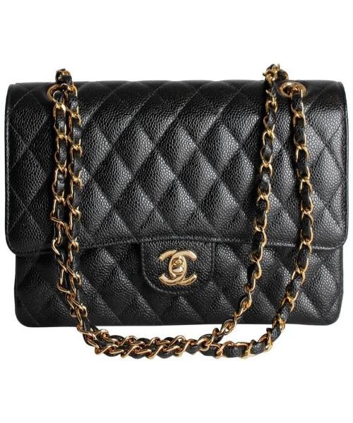 Chanel Medium Classic Flap Bag Black Caviar Leather - Luxury Designer Handbag for Women, Perfect for Work, Evening Events & Everyday Use