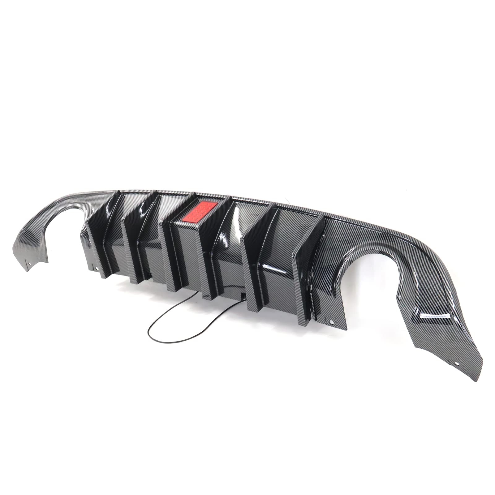**FREEMOTOR802 IKON V4 Style Carbon Fiber Rear Bumper Diffuser Lip with LED Lights for 2015-2023 Dodge Charger – PP Material, Shark Fins Design – Perfect for Car Upgrades & Street Racing Style**