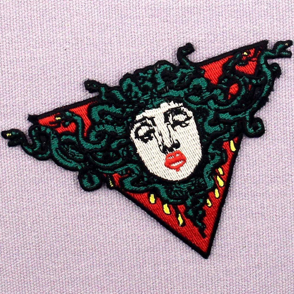 Medusa Head Iron On Patch - Embroidered Applique Badge for Jackets, Bags & DIY Crafts | Greek Mythology Sew On Emblem for Denim, Hats & Costumes