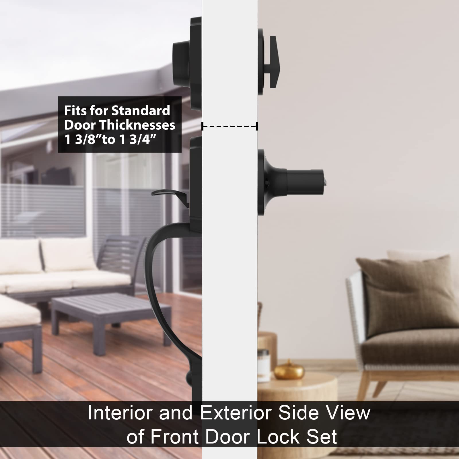Haidms Oil-Rubbed Bronze Front Door Handle and Deadbolt Set - Single Cylinder Entry Door Lock with Reversible Handle Lever - Secure Exterior Door Lockset for Home, Office & Commercial Use