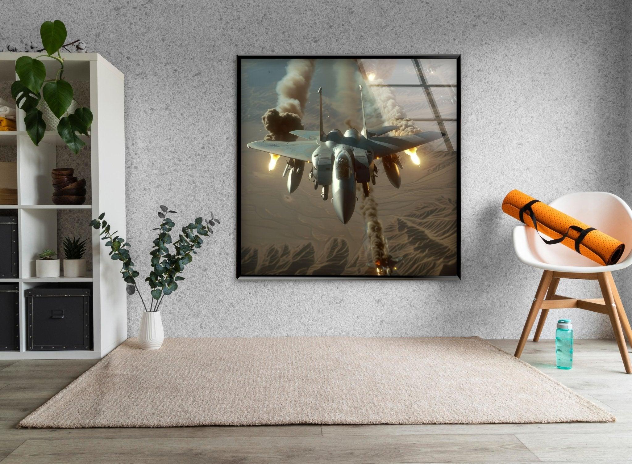 McDonnell Air Force Tempered Glass Wall Art - Military Themed Home Decor for Living Room, Office & Man Cave