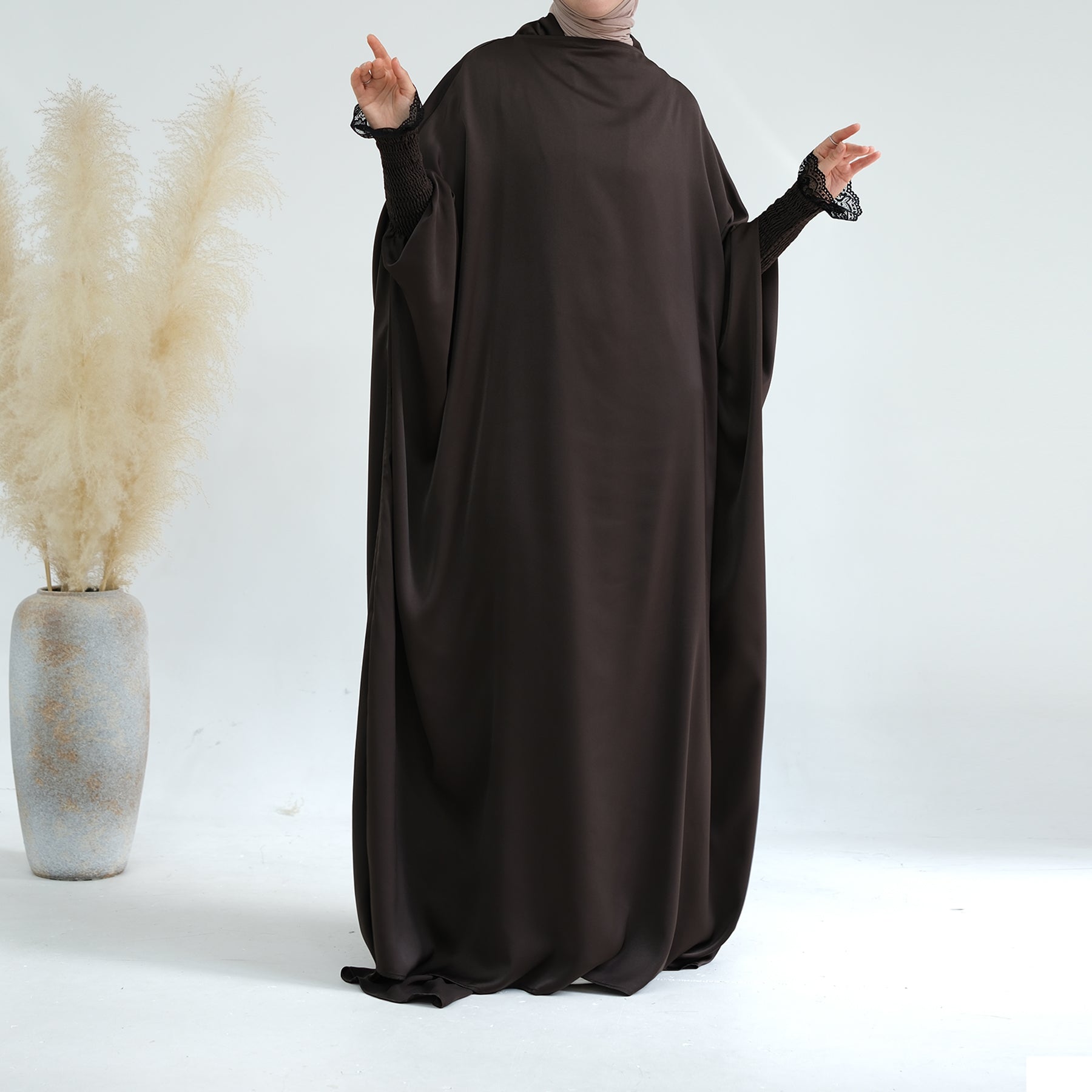 Marwa Satin Jilbab Scarf - Premium Coffee Color Hijab for Women - Perfect for Prayer, Daily Wear & Special Occasions