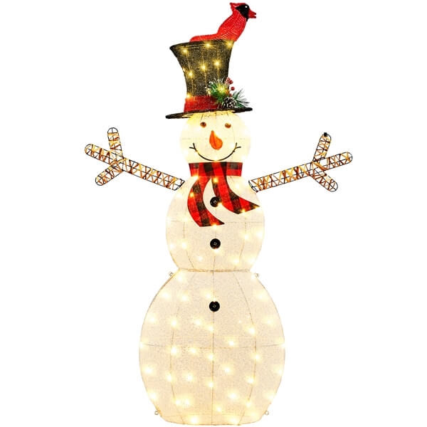 Yaheetech 5 FT Lighted Christmas Snowman Outdoor Decoration - LED Inflatable Snowman with Warm White Lights for Holiday Yard Decor, Xmas Party, and Winter Festival Display