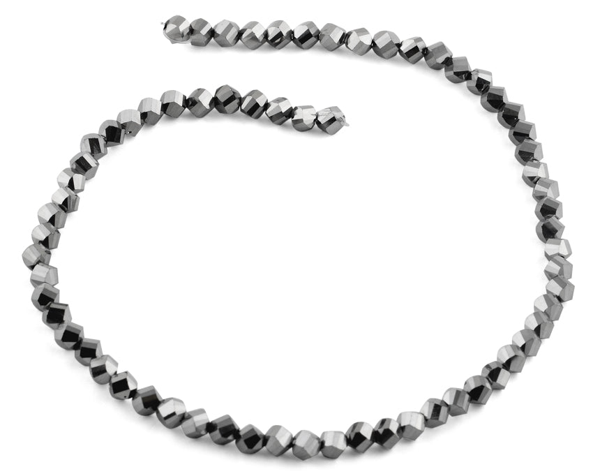 6mm Metallic Grey Twist Faceted Crystal Beads for Jewelry Making, DIY Bracelets, Necklaces & Craft Projects - Sparkling Beading Supplies for Women