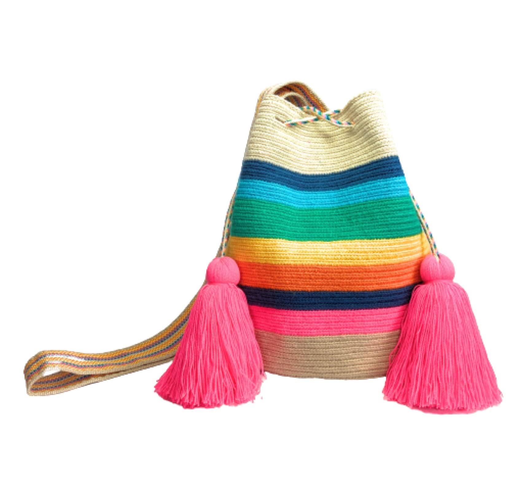 Authentic Colombian Wayuu Bag for Women - Large Colorful Crochet Woven Mochila Backpack, Handmade Tribal Pattern Gift from Colombia - Perfect for Beach, Travel & Boho Fashion Accessory