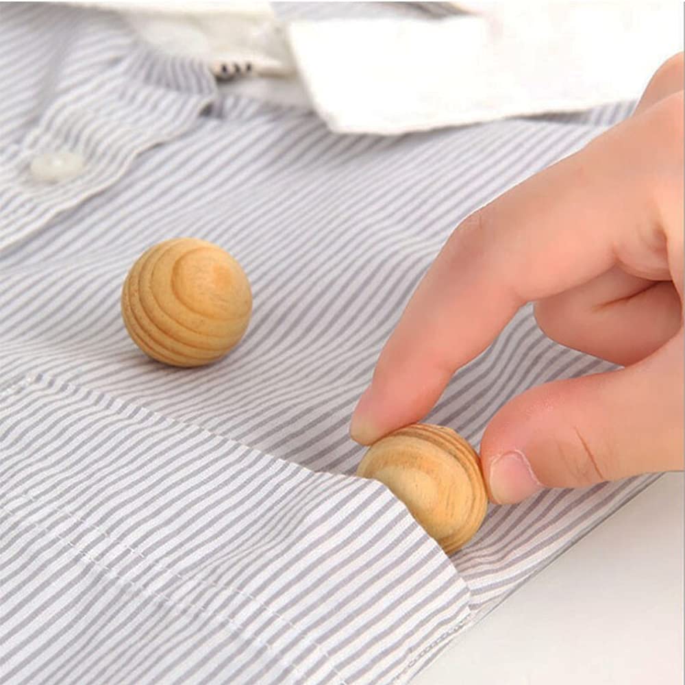 30pcs Natural Aromatic Cedar Blocks for Clothes Storage - Cedar Balls Closet Freshener & Mustiness Prevention with Satin Bag | Wardrobe, Drawer & Storage Box Organizer for Fresh Clothes All Year Round