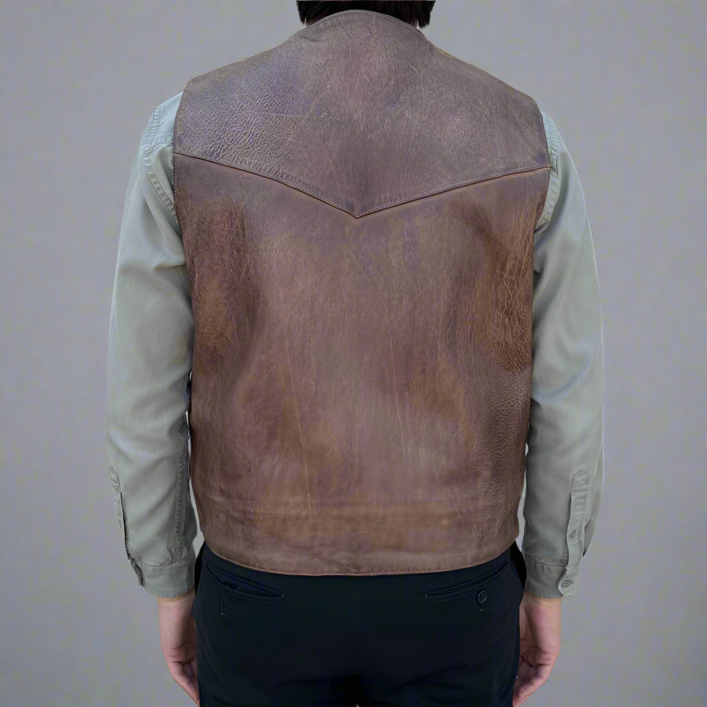 Men's Cow Leather Vest - Classic Snap Closure & Front Pockets for Motorcycle Riding, Outdoor Adventures & Casual Wear