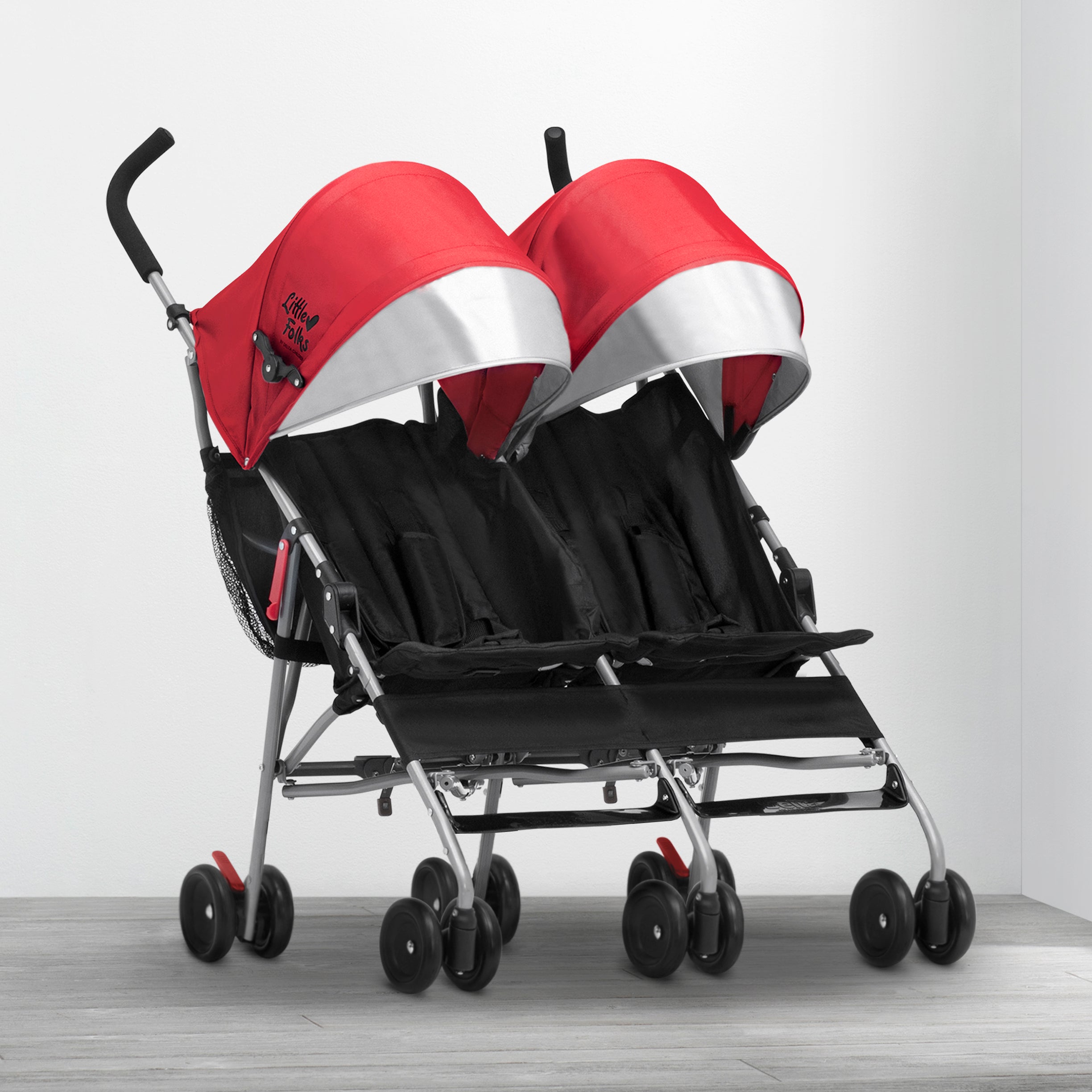 Olympia Side by Side Double Stroller for Twins - Lightweight Compact Foldable Baby Stroller with Canopy & Storage Basket - Perfect for Shopping, Travel & Outdoor Walks