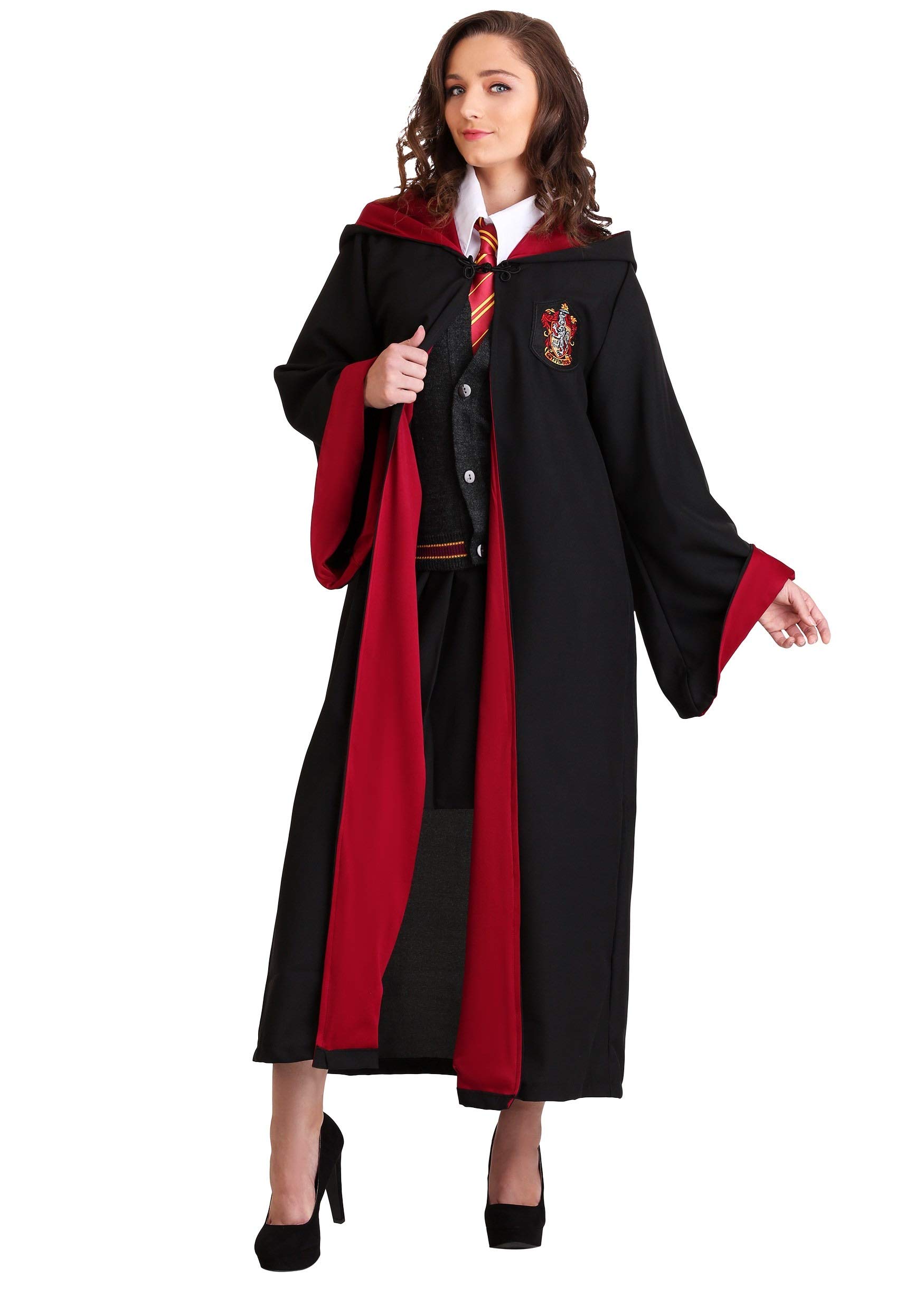 Plus Size Harry Potter Hermione Granger Costume for Women - Official Movie Replica Robe with House Crest - Perfect for Halloween, Cosplay & Themed Parties