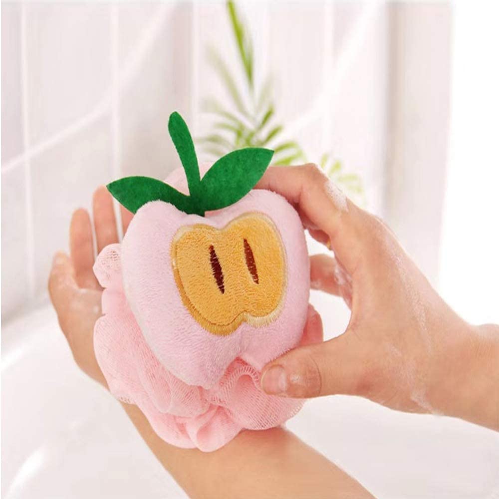 Nightstar Fruit-Shaped Body Scrubber for Kids & Adults - Soft Exfoliating Shower Loofah Sponge (2-Pack, Multi-Design) - Gentle Skin Cleansing for Bath, Spa & Sensitive Skin Care