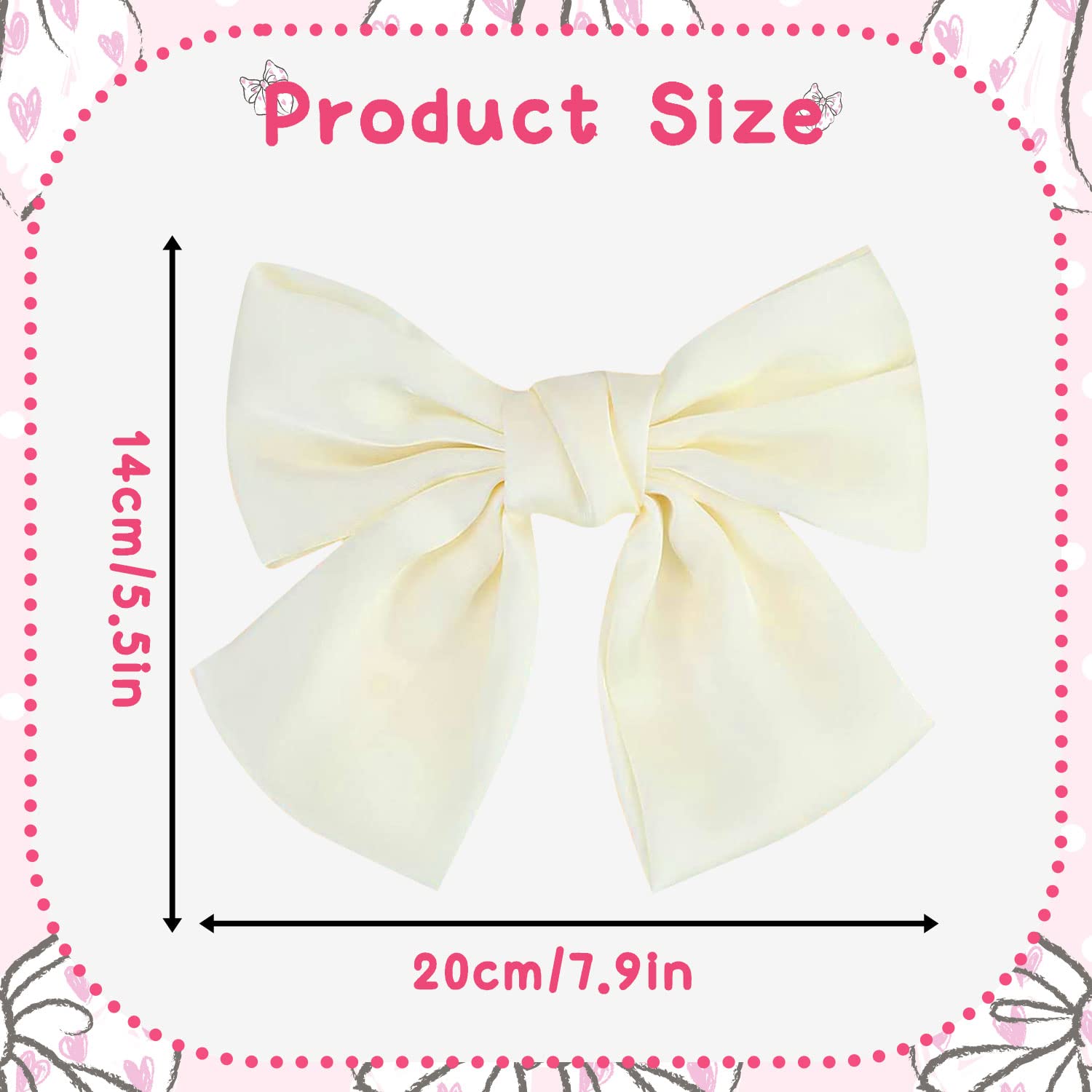 Elegant White Satin Hair Bow Clip for Women & Girls - Soft Silky Ribbon Hairpin, Big Bowknot French Barrette - Perfect for Weddings, Parties & Everyday Style (1pc)