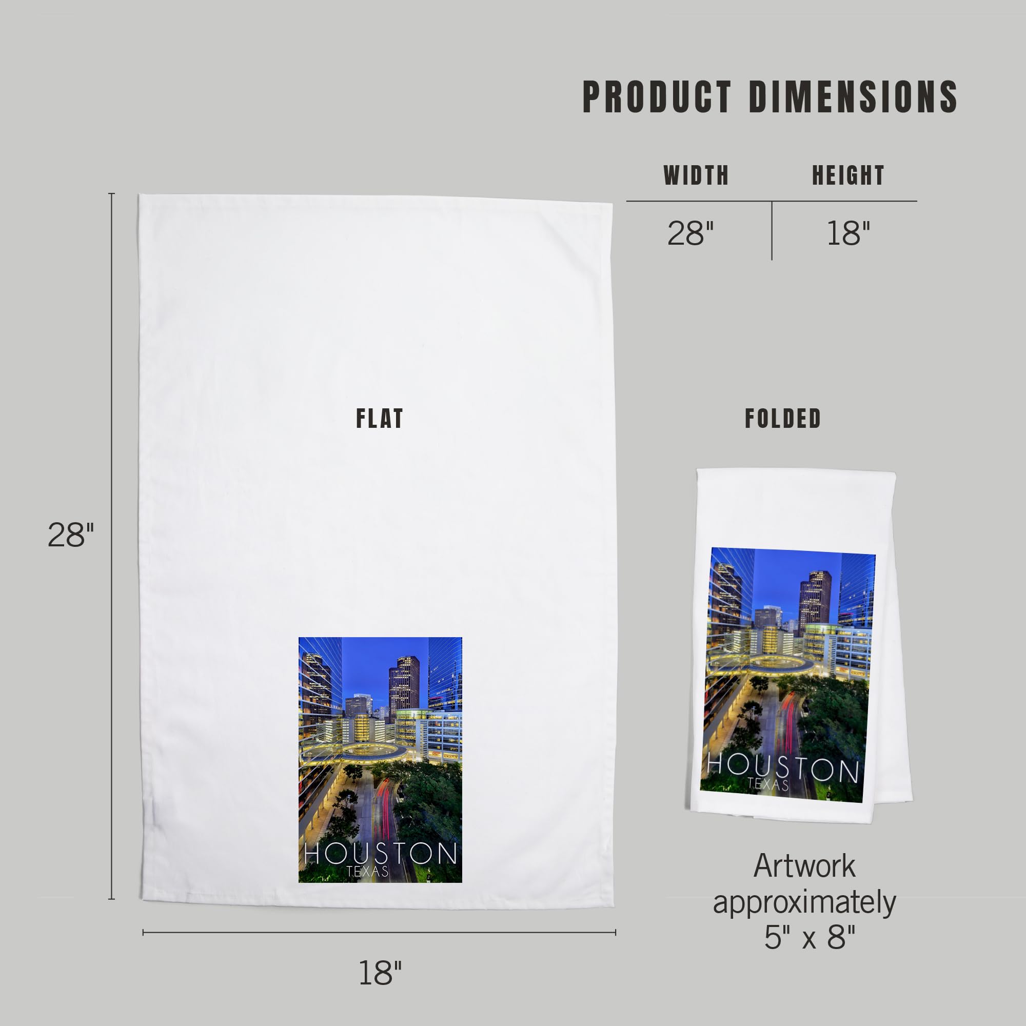 Lantern Press Houston Texas Downtown Skyline 100% Cotton Tea Towel - Decorative Hand Towel for Kitchen, Home Decor & Gifts | Perfect for Dish Drying, Wall Art & Housewarming Presents