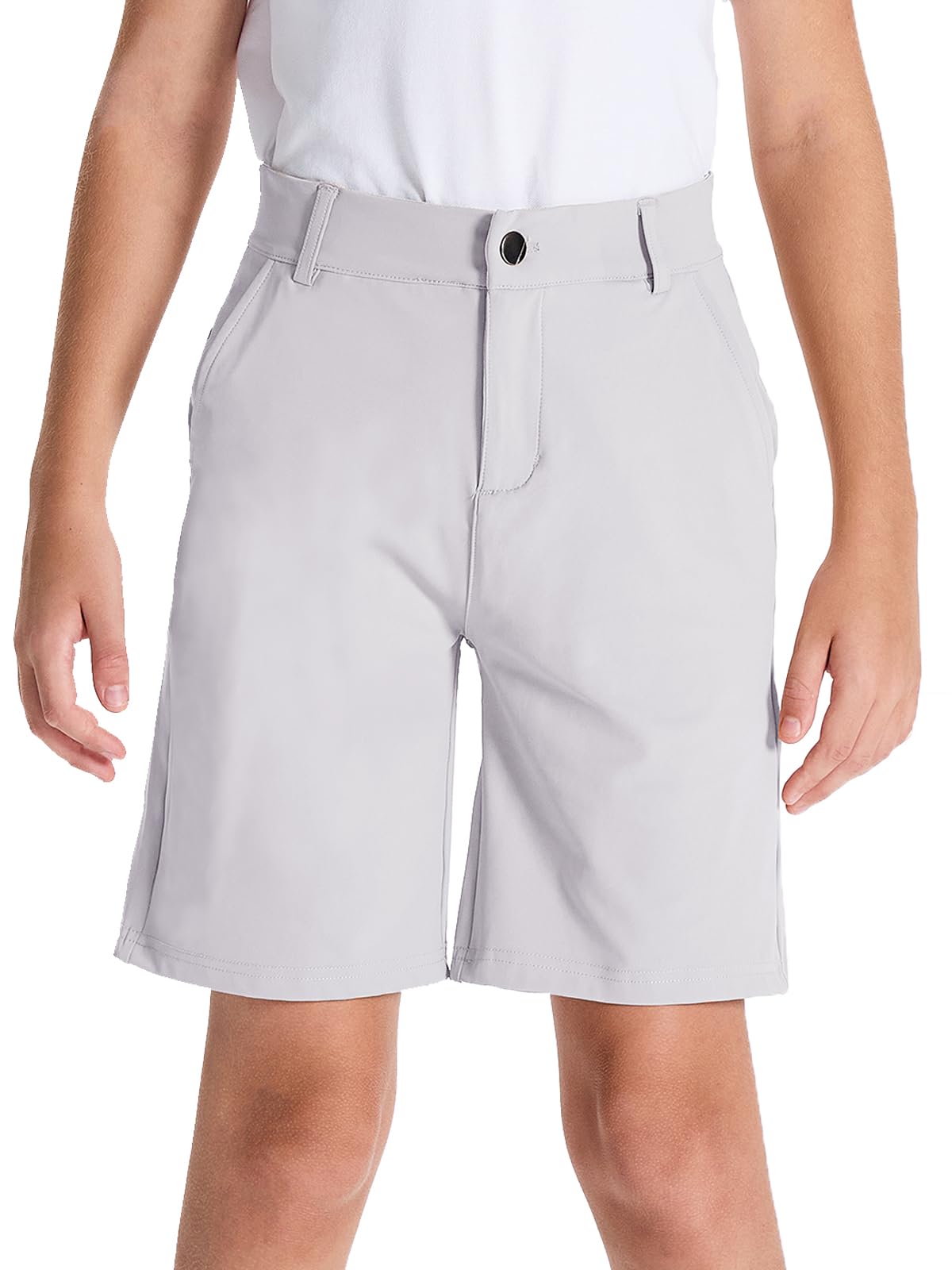 DEVOROPA Boys' Stretch Golf Shorts - Flat Front Chino Hybrid Twill Casual Shorts with Pockets for Youth & Kids | Perfect for School Uniform, Golfing & Everyday Wear