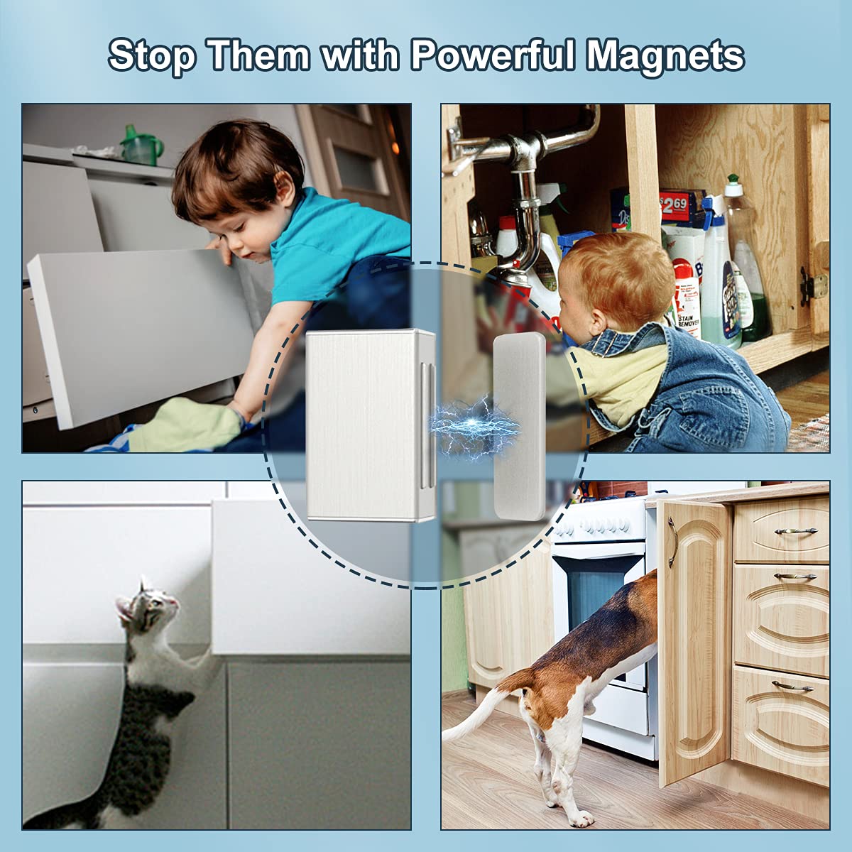 **AOSITE 4 Pack Strong Magnetic Door Catch - No Drill Adhesive Cabinet Magnets for Kitchen, Cupboard, Drawer Closure | Secure & Easy Installation for Home, Office, RV**    *(Use Case: Perfect for keeping cabinet doors, drawers, and cupboards securely closed in kitchens, bathrooms, garages, RVs, and offices.)*