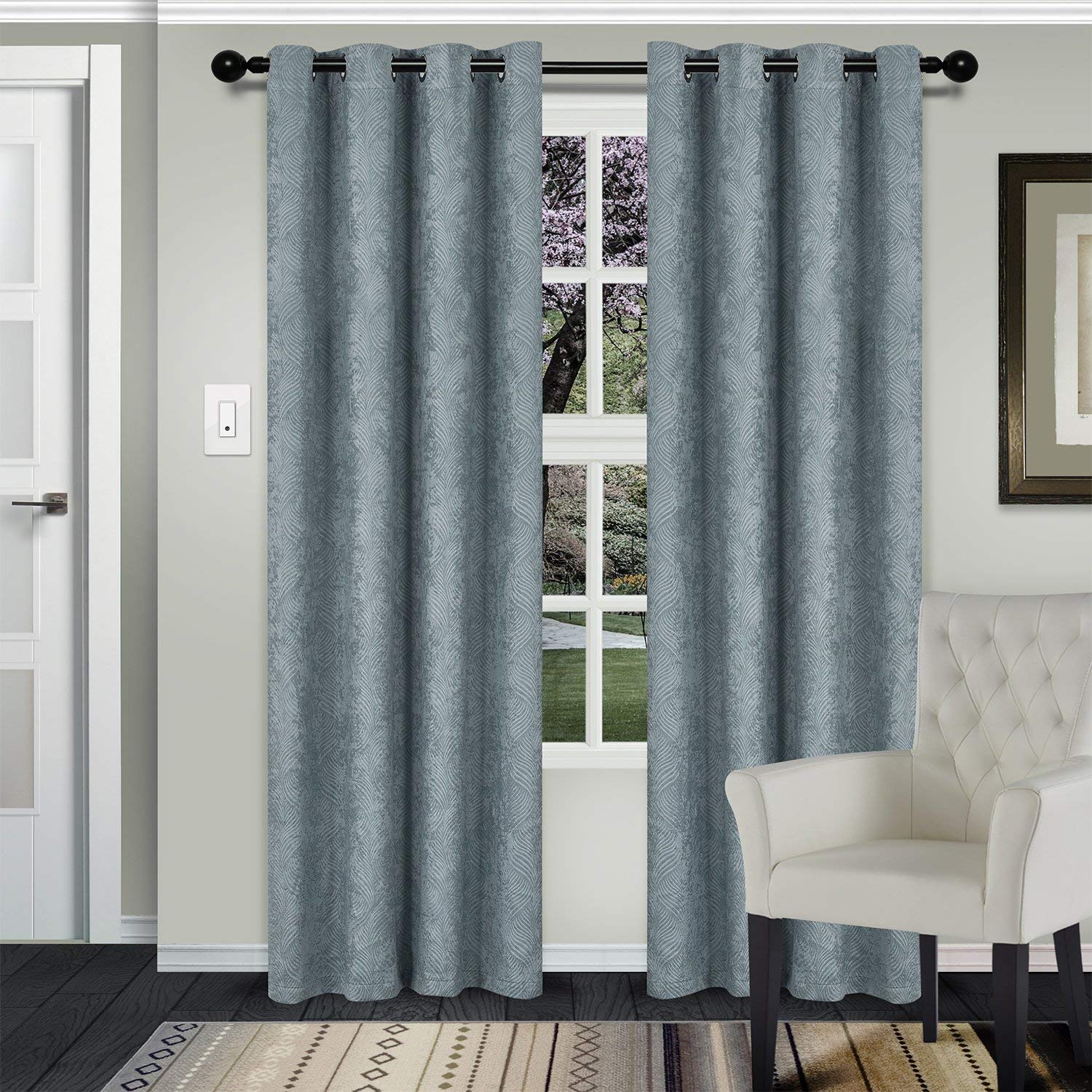 Premium Waverly Blackout Curtain Panels 52x96 Inches - Teal Thermal Insulated Window Drapes for Bedroom & Living Room - Noise Reducing & Light Blocking Home Decor