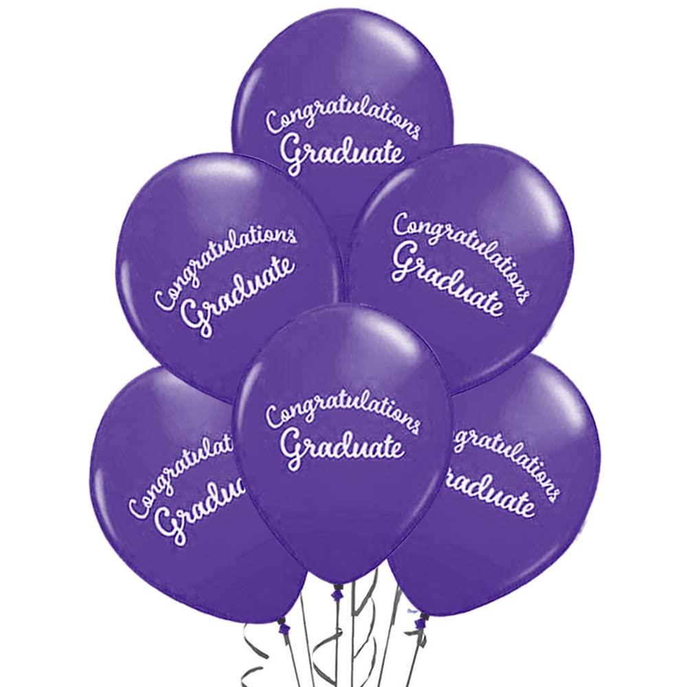 Premium Purple Graduation Balloons - Congrats Grad Script Latex Balloons (50/Pkg) for Graduation Party Decorations & Supplies | Perfect for College, High School Commencement Celebrations