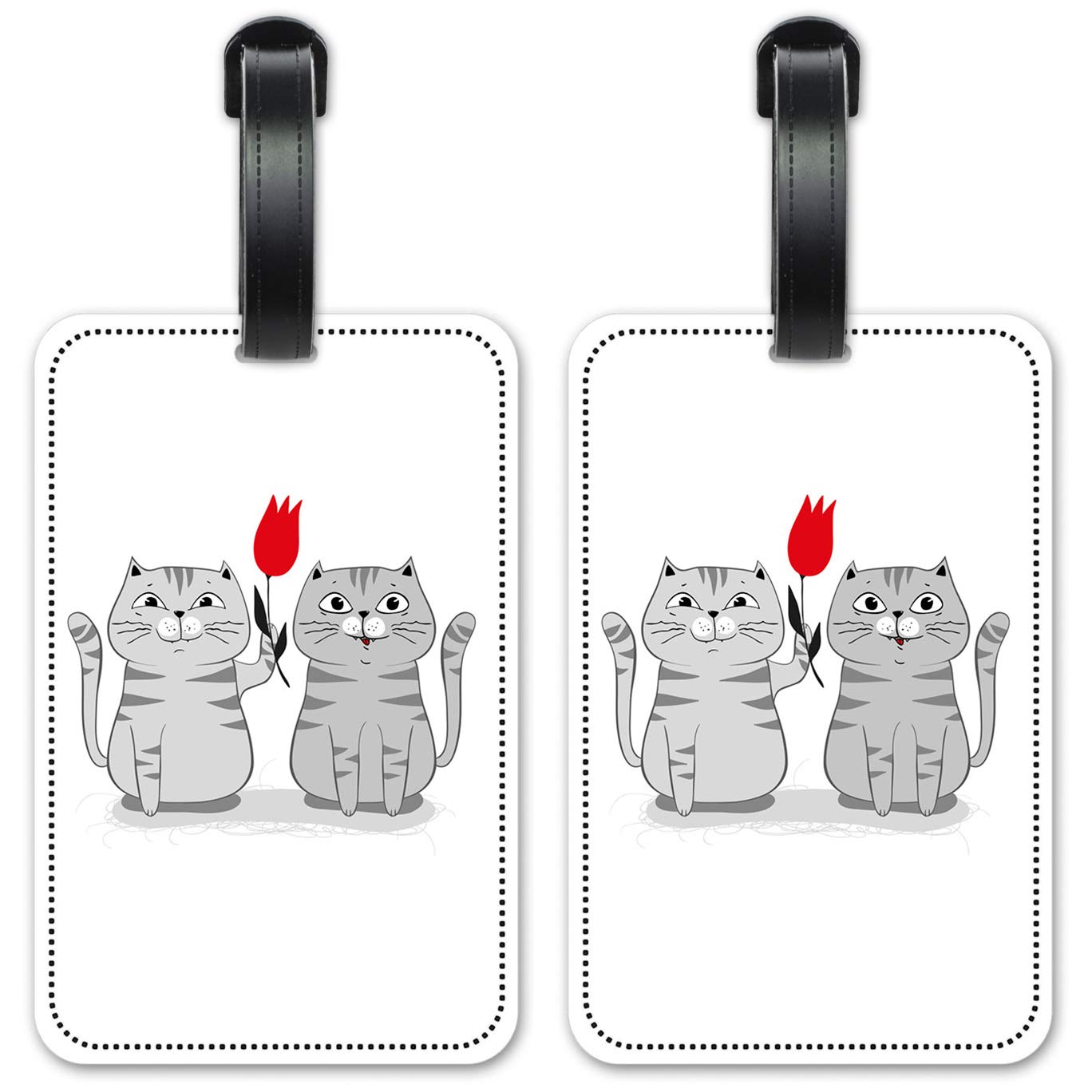 2-Pack Cat Themed Luggage ID Tags - Durable Suitcase Identification Cards for Travel - Perfect for Pet Lovers & Frequent Flyers