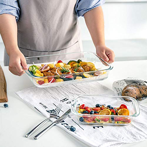 8-Piece Rectangular Glass Baking Dish Set with Plastic Lids - Oven, Freezer & Dishwasher Safe Bakeware for Lasagna, Casseroles, Leftovers & Meal Prep - Perfect for Home Cooking, Baking & Food Storage