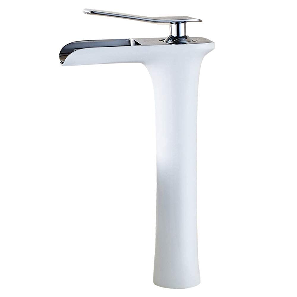 Elegant White Waterfall Kitchen Faucet - High Arc Wide Spout Single Lever Mixer Tap for Sink, Bathroom or Vessel - Perfect for Modern Home & Commercial Use