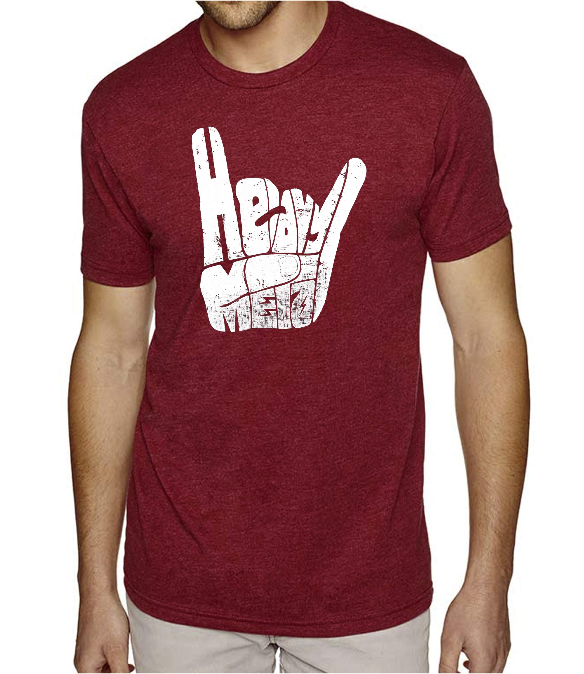 LA POP ART Men's Premium Blend Word Art Heavy Metal T-Shirt | Soft Cotton Graphic Tee for Concerts, Parties & Casual Wear