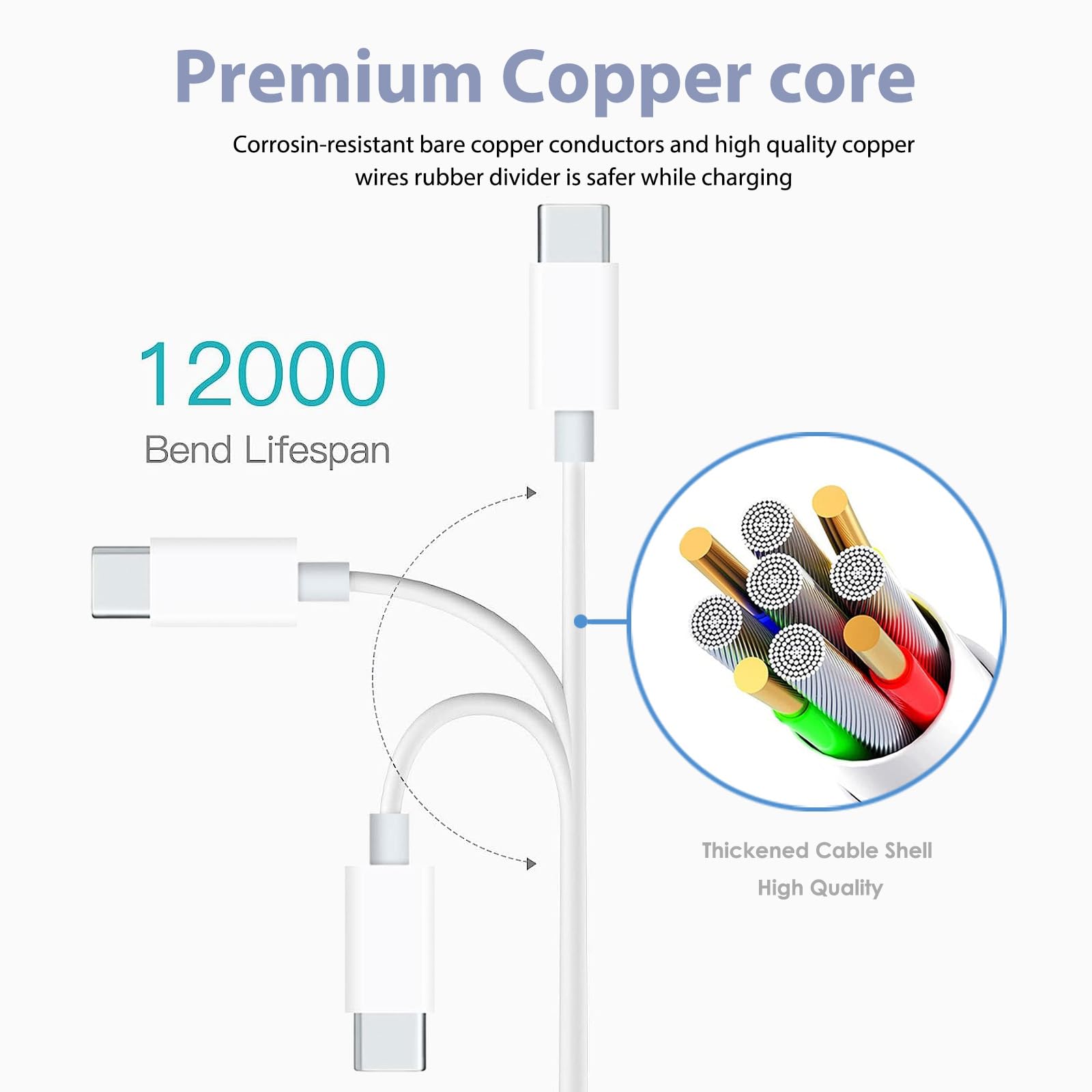 2 Pack 2ft USB A to USB C Fast Charging Cable for iPhone 16/16e/15/15 Pro Max/15 Plus - CarPlay Compatible Short Cord for iPad Pro 12.9/Air 5th/Mini 6 - Perfect for Car Charging & On-the-Go Use