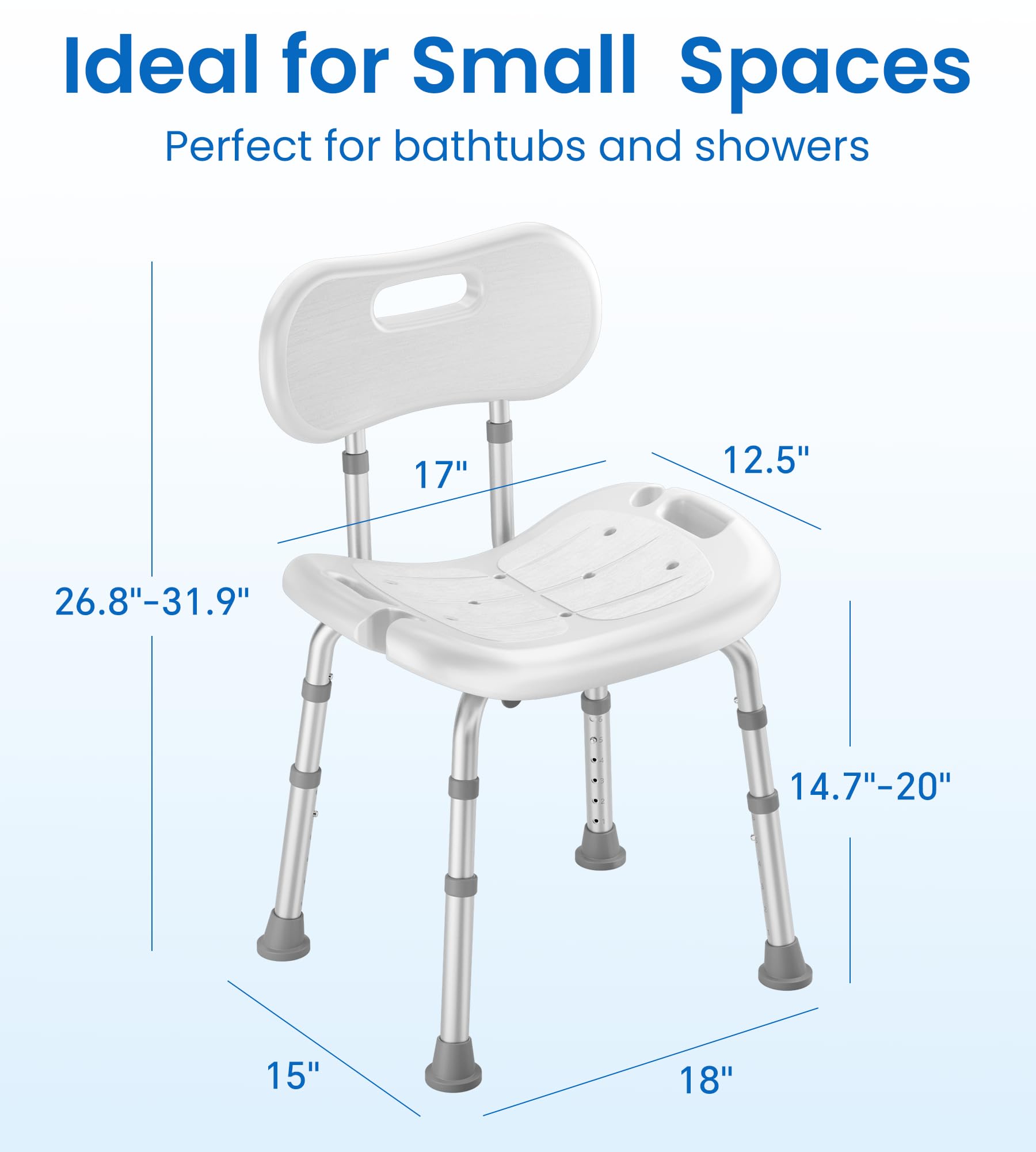 **Adjustable Height Shower Chair with Removable Back – Non-Slip Heavy Duty Bath Seat for Elderly & Disabled – FSA/HSA Eligible – Supports 350 lbs – Ideal for Bathtub & Shower Safety (White)**    *(Perfect for seniors, post-surgery recovery, and mobility assistance – enhances bathroom safety and independence.)*