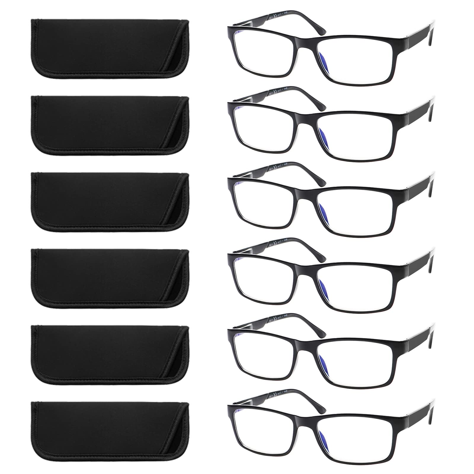 Ronecool Blue Light Blocking Reading Glasses for Women & Men - Anti Eye Strain Computer Glasses with UV Protection (6 Pack) - Perfect for Office Work, Gaming & Screen Time