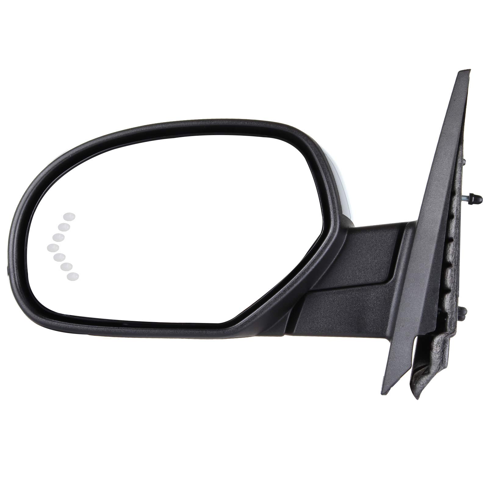 OCPTY Black Left Side Power Folding Heated Mirror with Turn Signal & Memory - Compatible with 2007-2013 Chevy Silverado 1500 | Metallic Finish, Puddle Lamp | Perfect for Night Driving & Winter Conditions