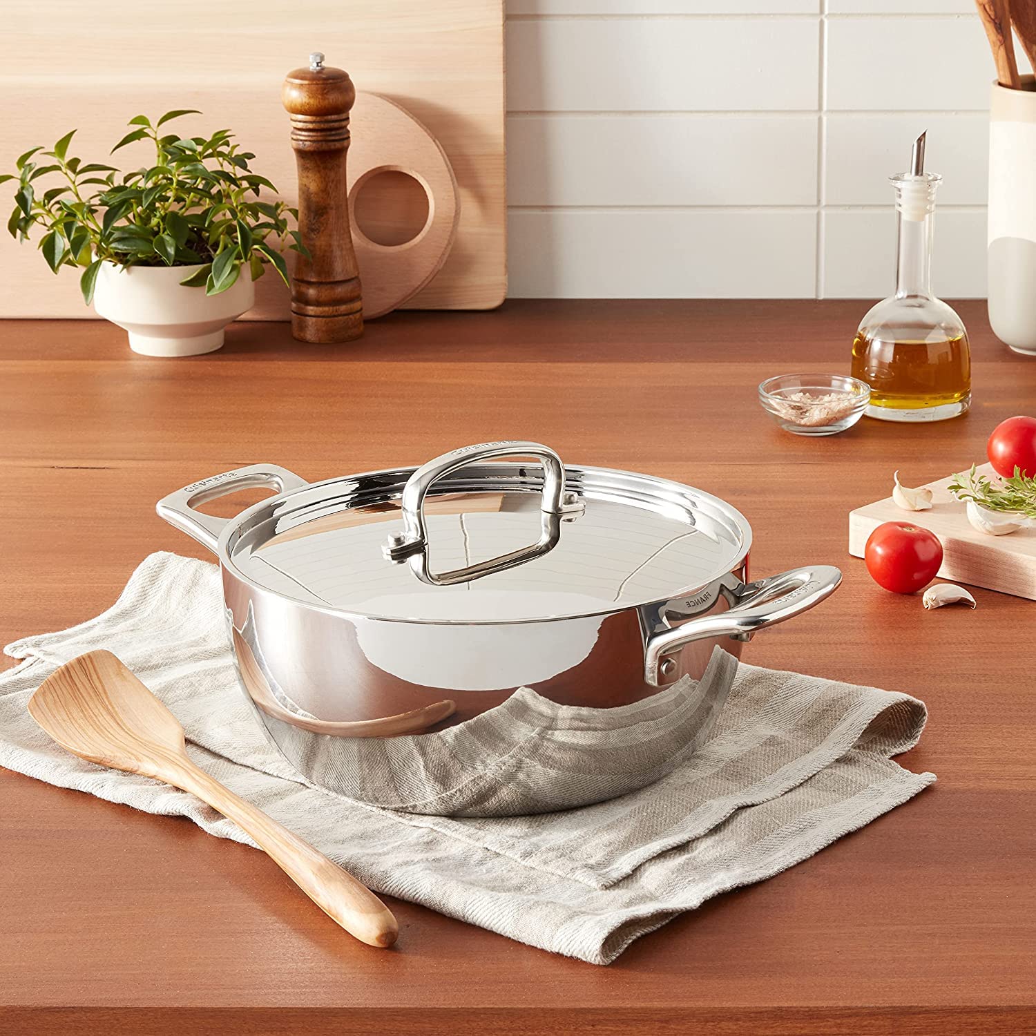Cuisinart French Classic Tri-Ply Stainless Steel 4.5-Quart Dutch Oven with Lid - Perfect for Braising, Stewing & Slow Cooking at Home