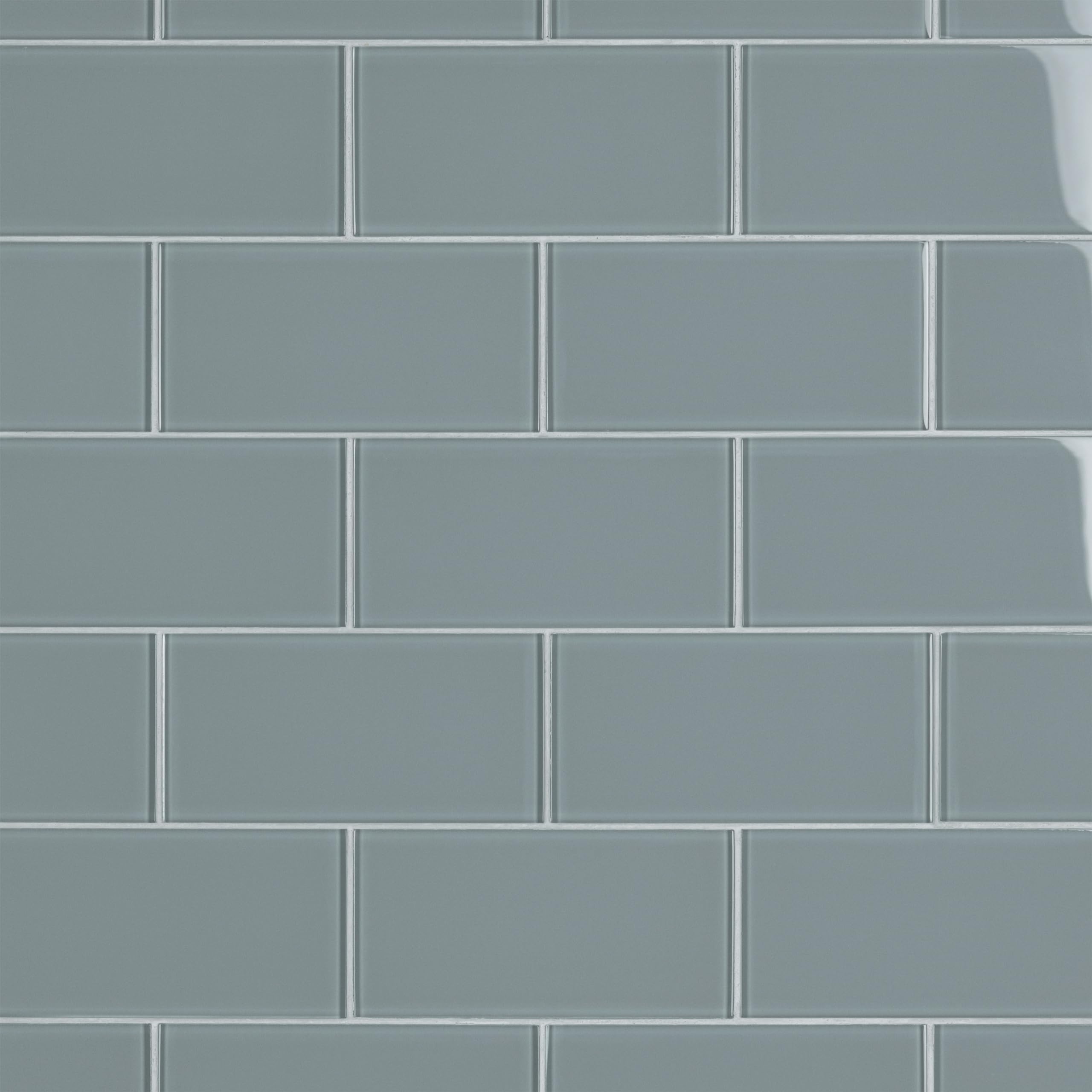Merola Tile GITT3SBS Tessera Blue Glass Subway Wall Tile - 80-Pack for Bathroom Backsplash & Kitchen Renovation