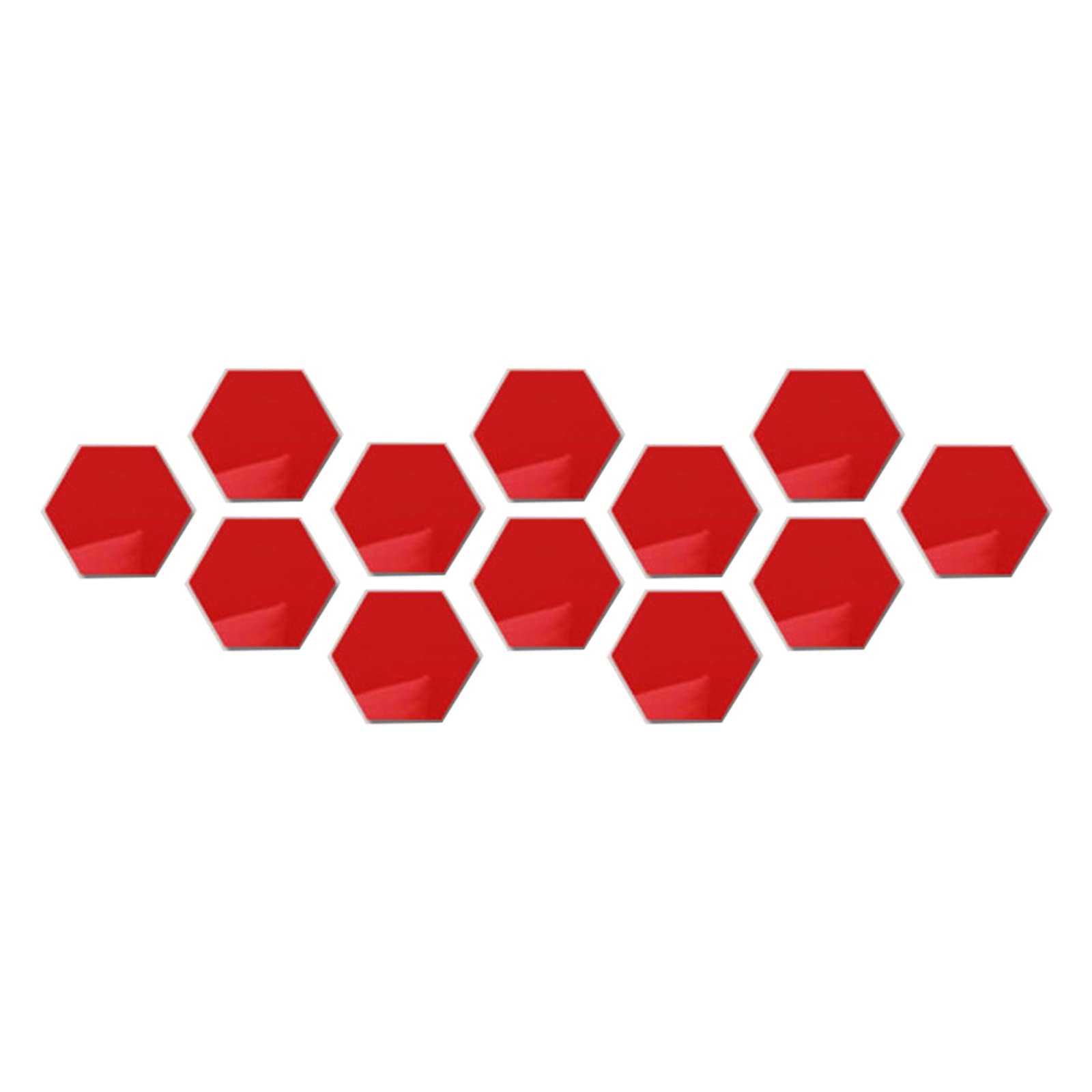 Hexagon Acrylic Mirror Wall Stickers - 3D DIY Home Decor for Living Room, Bedroom & Office - Self-Adhesive Decorative Wall Art (Red, One Size) - Perfect for Modern Home Decor, Accent Walls & Creative Interior Design
